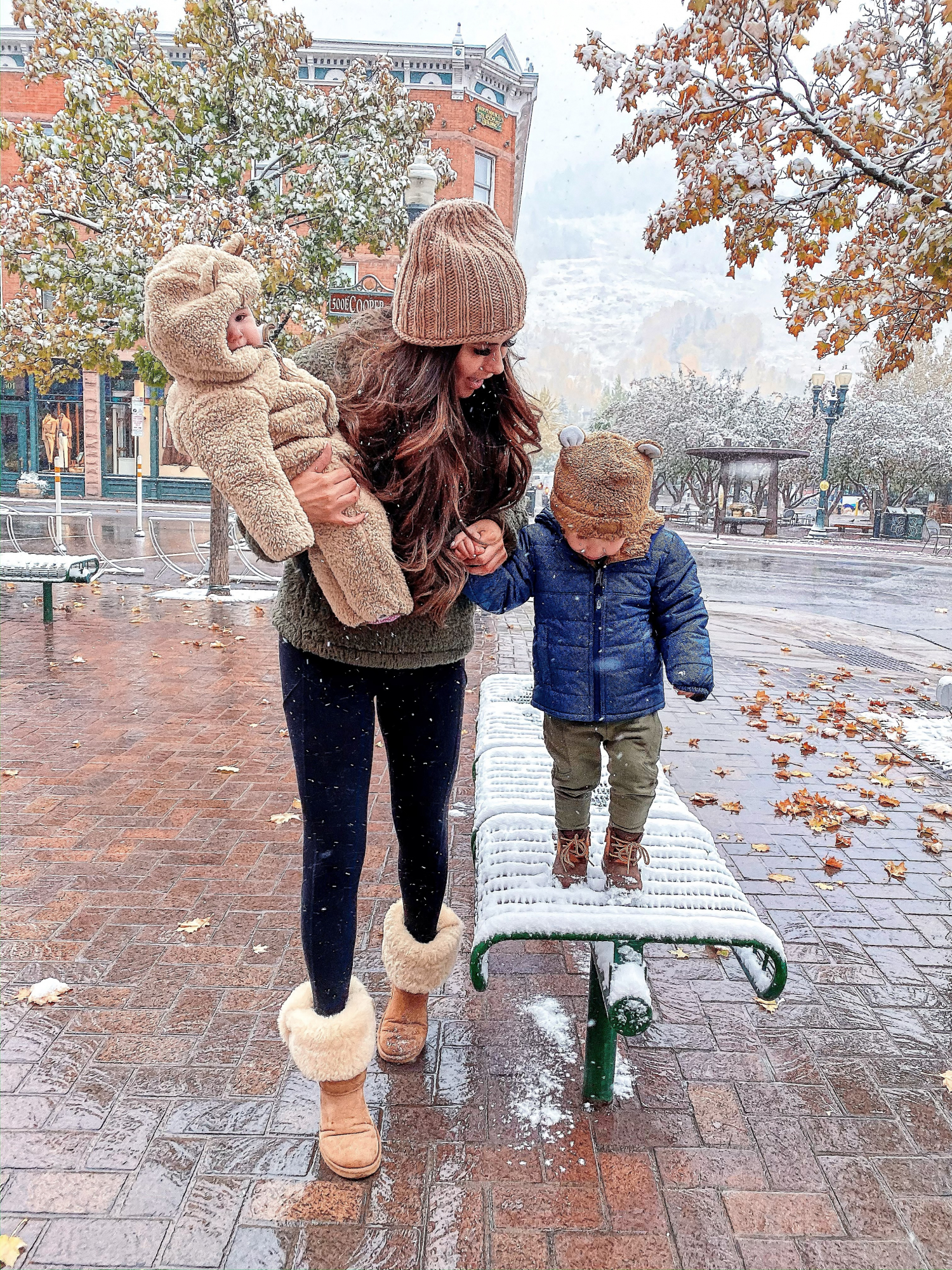 A YEAR IN REVIEW : MASSIVE 2019 INSTAGRAM RECAP by popular Oklahoma life and style blog, The Sweetest Thing: image of a mom walking outside with her son and wearing Nordstrom Bradley Waterproof Boot UGG®, Nordstrom Chimborazo Reversible Jacket THE NORTH FACE, and Nordstrom Bear Beanie THE NORTH FACE.