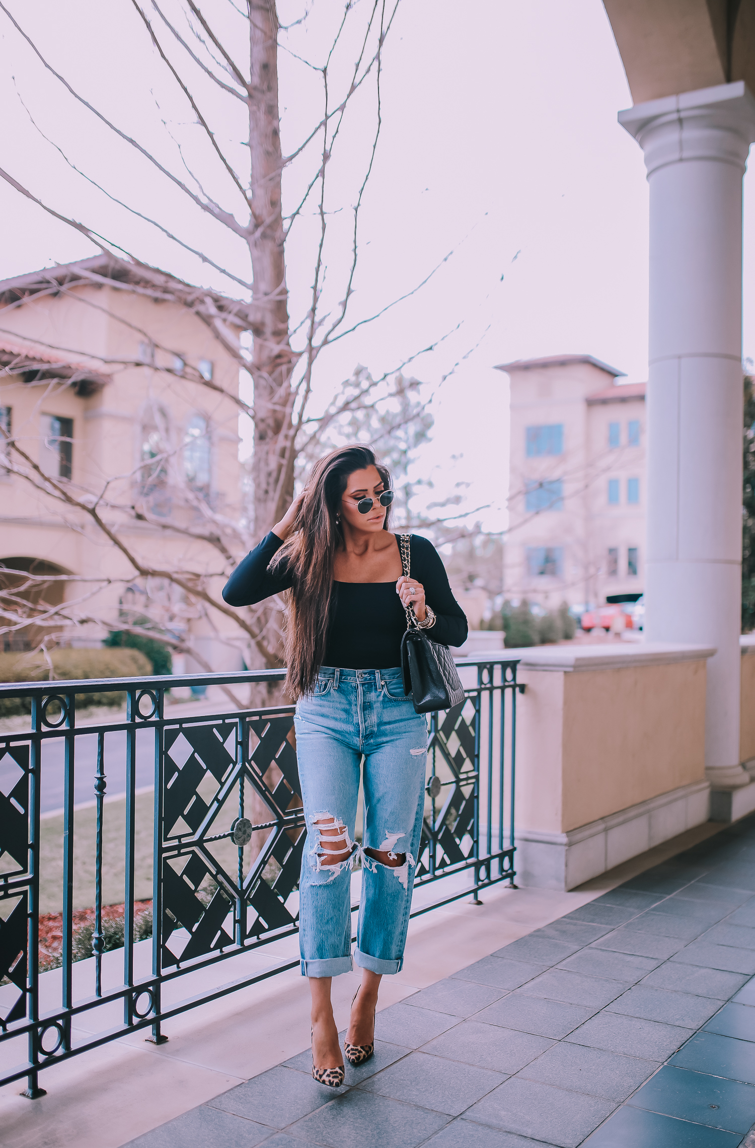 Boyfriend Jeans and Bodysuite, US fashion