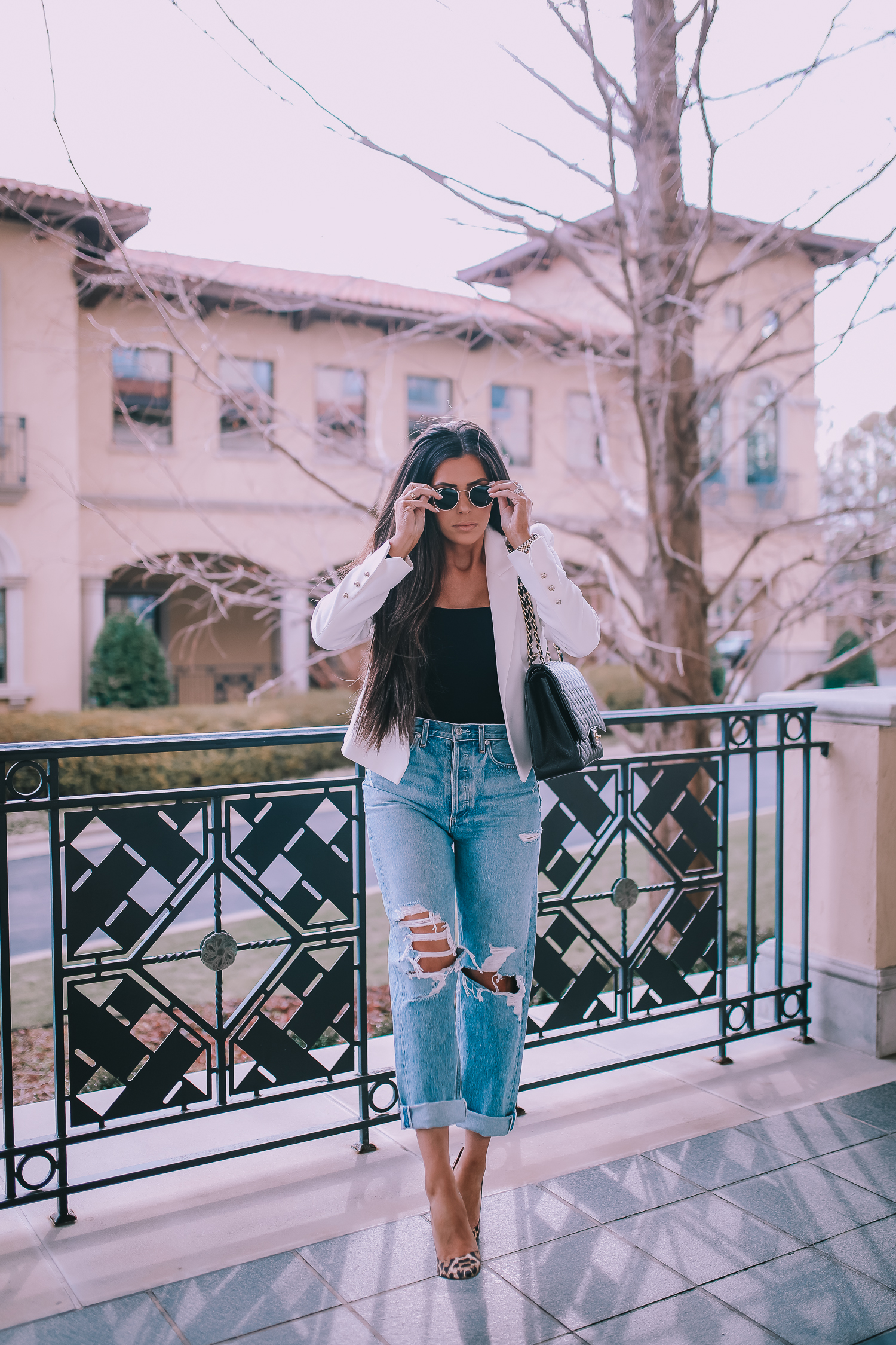 Boyfriend Jeans and Bodysuite, US fashion