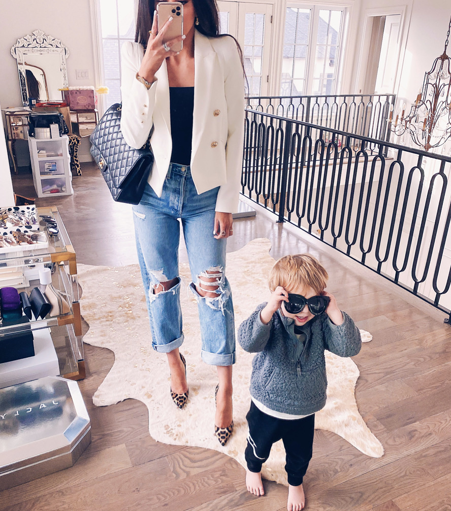 Instagram Recap by popular US fashion blog, The Sweetest Thing: image of a woman wearing a Nordstrom So Kate Genuine Calf Hair Pump CHRISTIAN LOUBOUTIN, Nordstrom Truth or Square Bodysuit FREE PEOPLE, Revolve 90s High Rise Loose Fit AGOLDE brand: AGOLDE, Shopbop Lioness Palermo Blazer, and Nordstrom sunglasses.