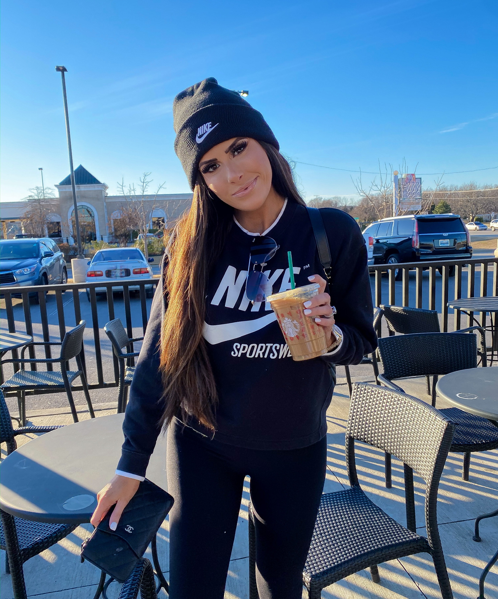 Instagram Recap by popular US fashion blog, The Sweetest Thing: image of a woman wearing a Nordstrom Control Top Leggings COMMANDO, Nordstrom Sportswear Essential Loose Fit Fleece Sweatshirt NIKE, Nordstrom High Key Mini 59mm Rimless Aviator Sunglasses QUAY AUSTRALIA.