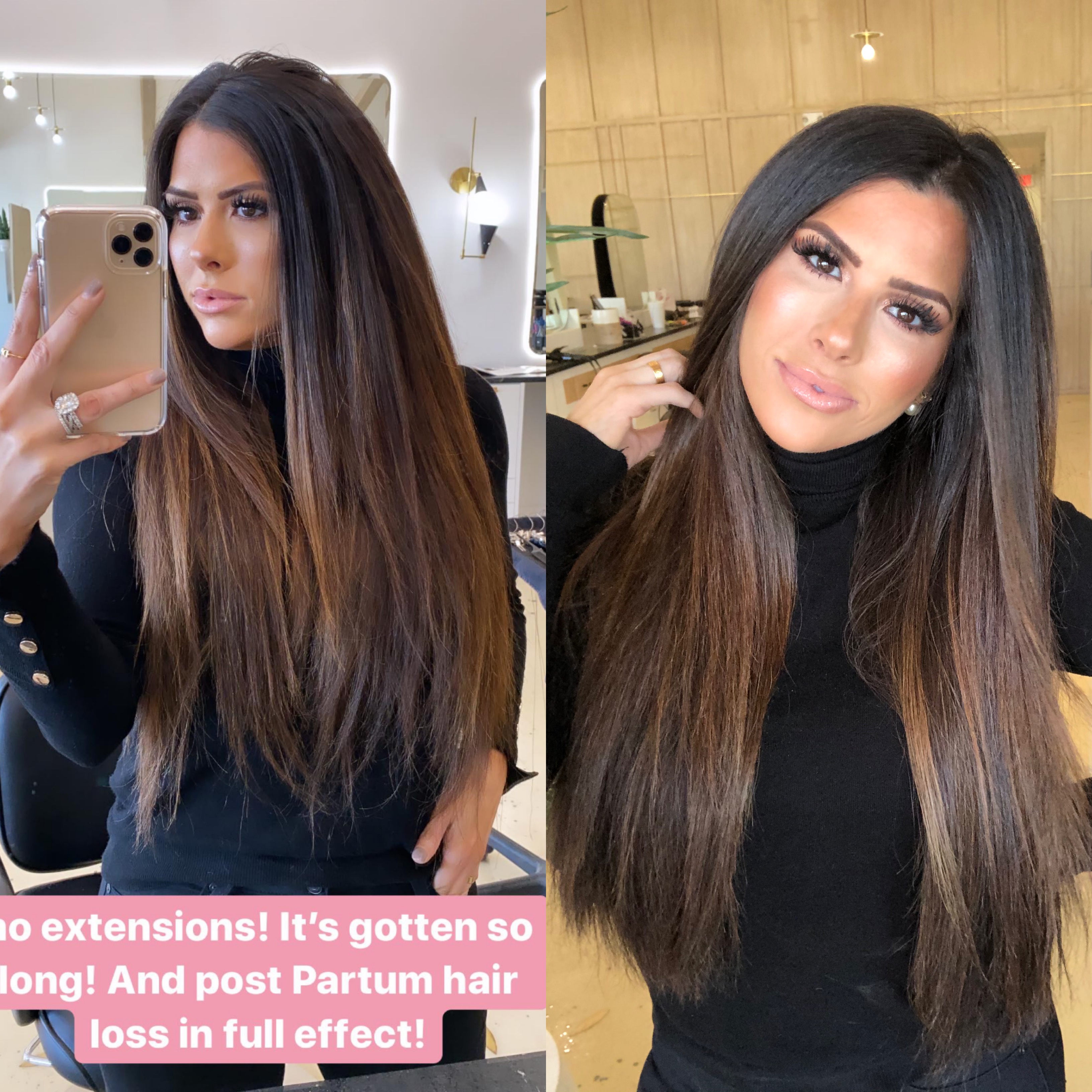 before and after hair extensions hair by chrissy ,emily gemma | BEST HAIR PRODUCTS FOR 2019💁🏻‍♀️ || PART 1 by popular US beauty blog, The Sweetest Thing: image of a woman with brunette hair extensions. 
