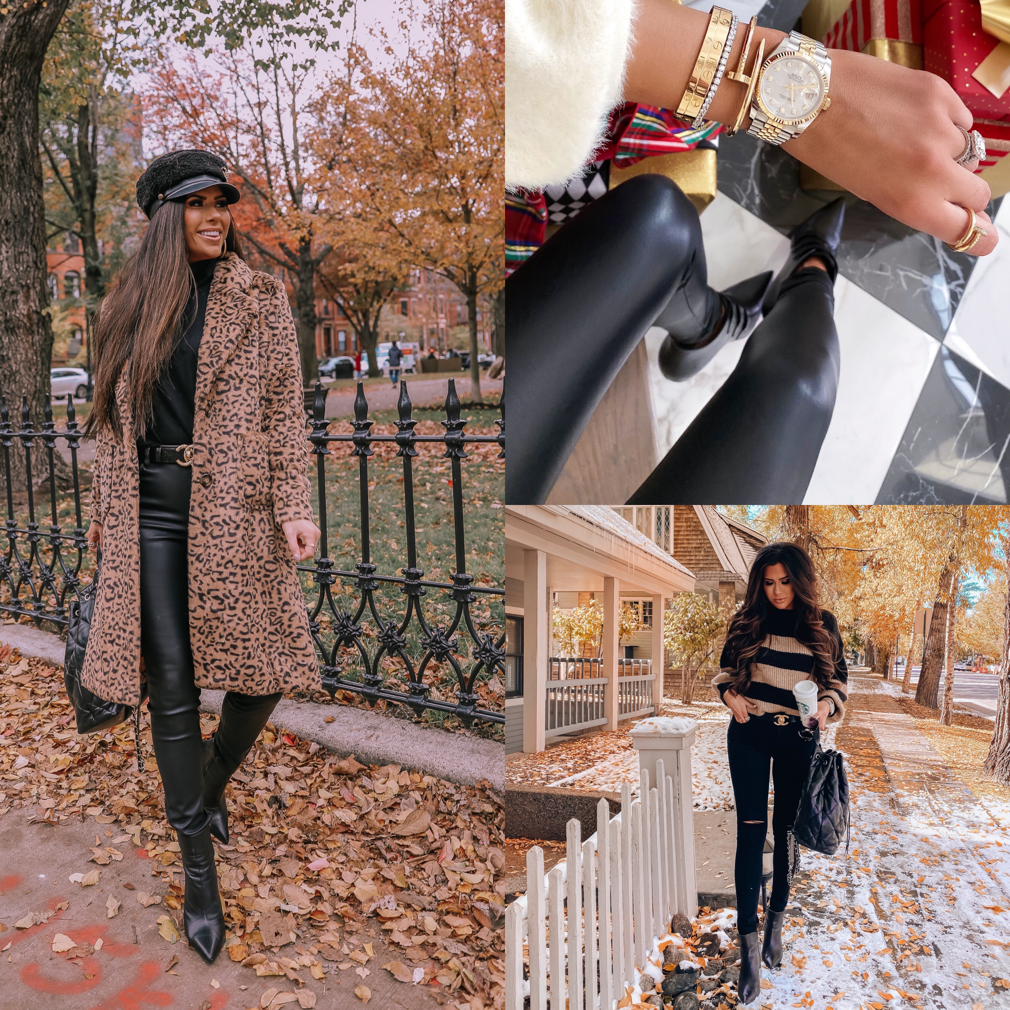 best of black faux leather pants 2019, best faux leather pants | best athletic leggings lululemon, zella, spanx review | Best Wardrobe Essentials 2019👖 | Part 2 by popular US fashion blog, The Sweetest Thing: collage image of a woman wearing Nordstrom Perfect Control Faux Leather Leggings COMMANDO and Nordstrom Faux Leather Button Front Pants BLANKNYC.