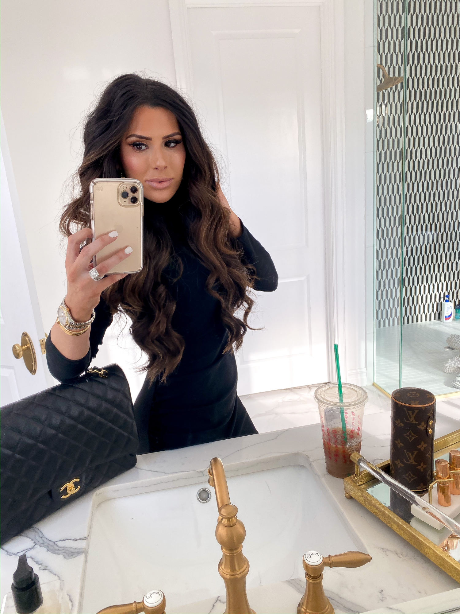 brunette balayage extensions, beauty bloggers hair extensions, hair by chrissy, emily gemma | BEST HAIR PRODUCTS FOR 2019💁🏻‍♀️ || PART 1 by popular US beauty blog, The Sweetest Thing: image of a woman with brunette hair extensions. 