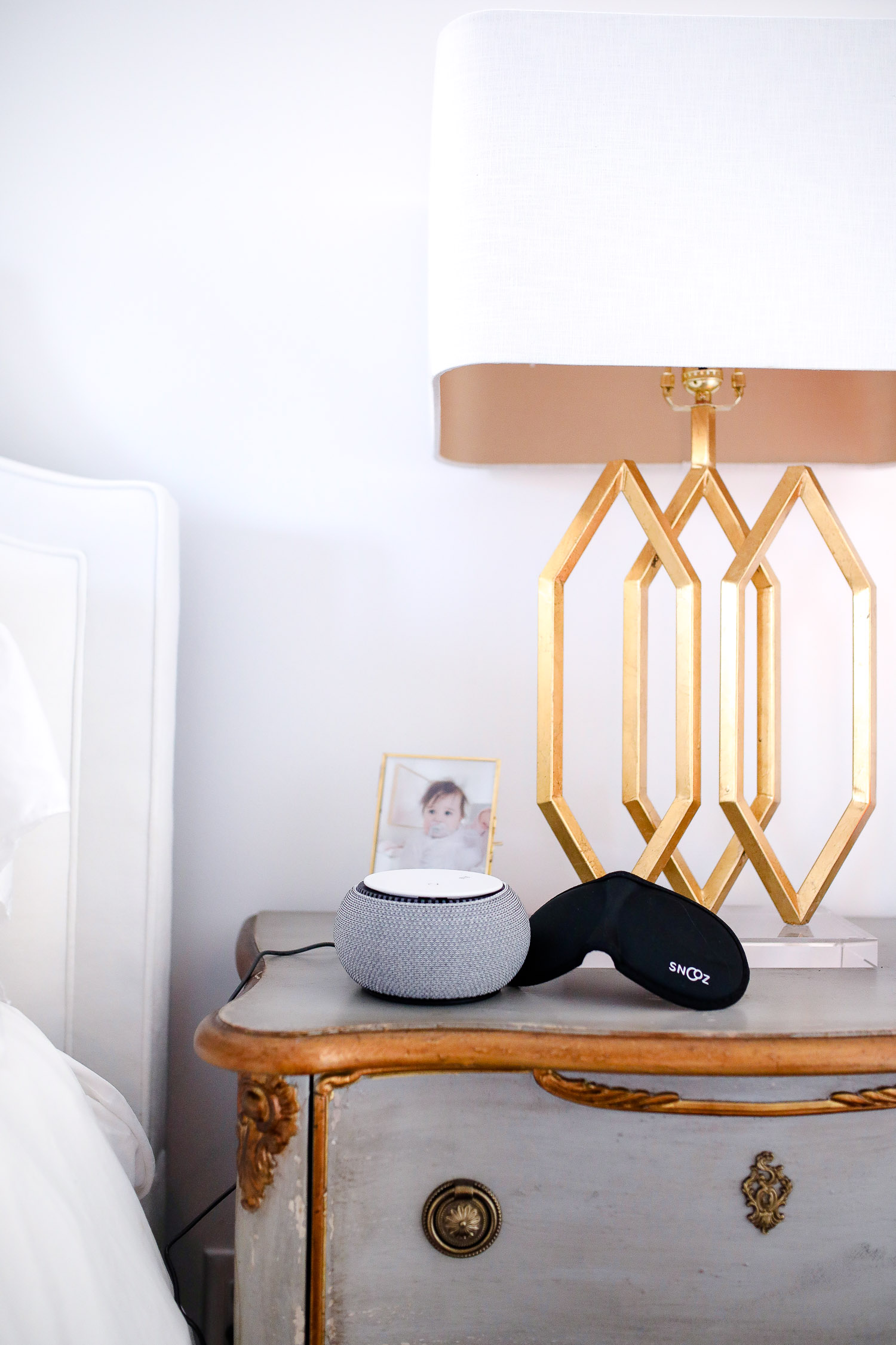 verishop, verishop review, pinterest master bedroom inspo, emily gemma, hooker furniture nightstands-2 | Cozy Essentials by popular US fashion blog, The Sweetest Thing: image of a nightstand with a Snooz SNOOZ White Noise Sound Machine and Snooz sleep mask. 