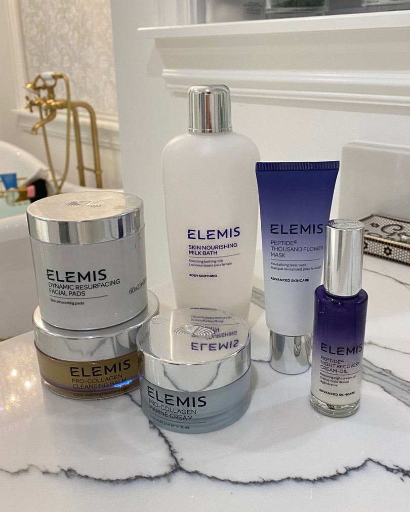 How To Get Rid of Melasma by popular US beauty blog, The Sweetest Thing: image of various Elemis skincare products.