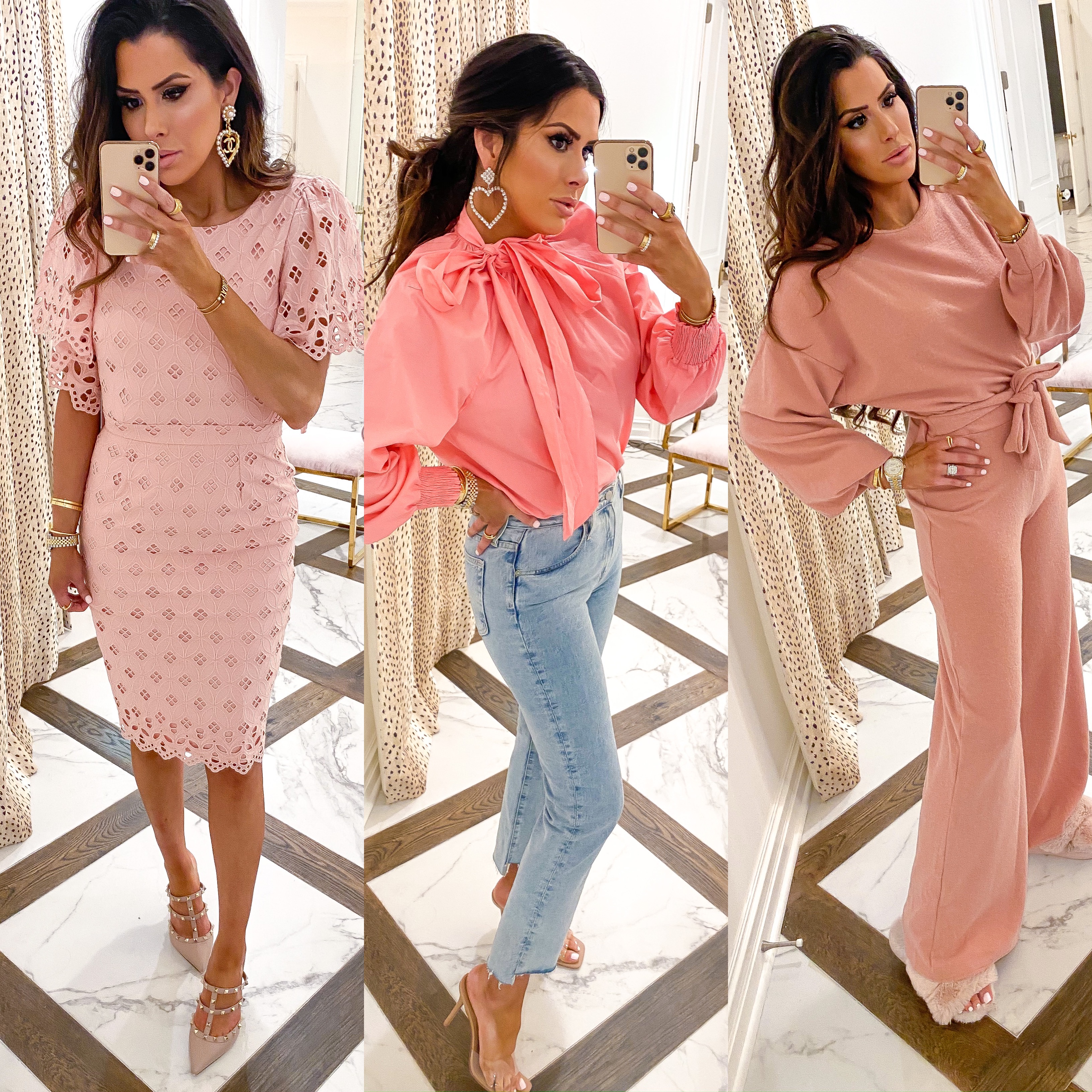 Valentines day outfit ideas 2020, rachel parcell pink dress | Valentine's Day Outfit Ideas by popular US fashion blog, The Sweetest Thing: collage image of a woman wearing 3 different pink outfits. 