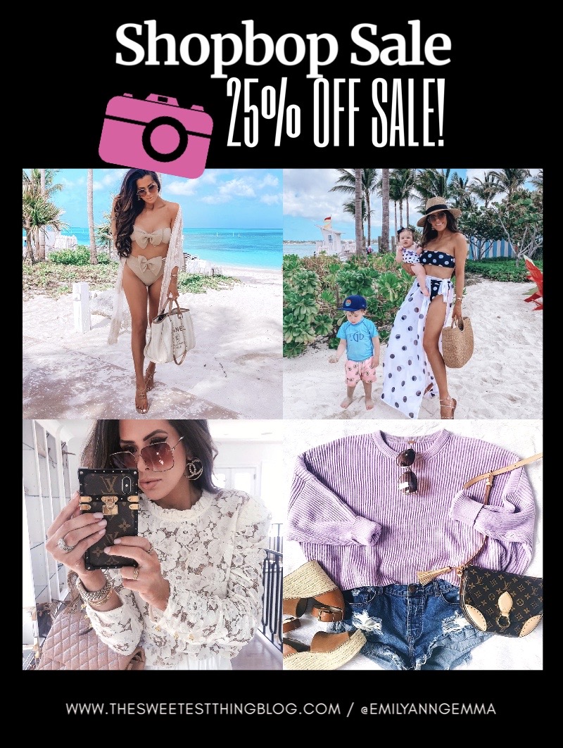 ShopBop Sale by popular US fashion blog, The Sweetest Thing: collage image of a woman wearing various ShopBop items. 