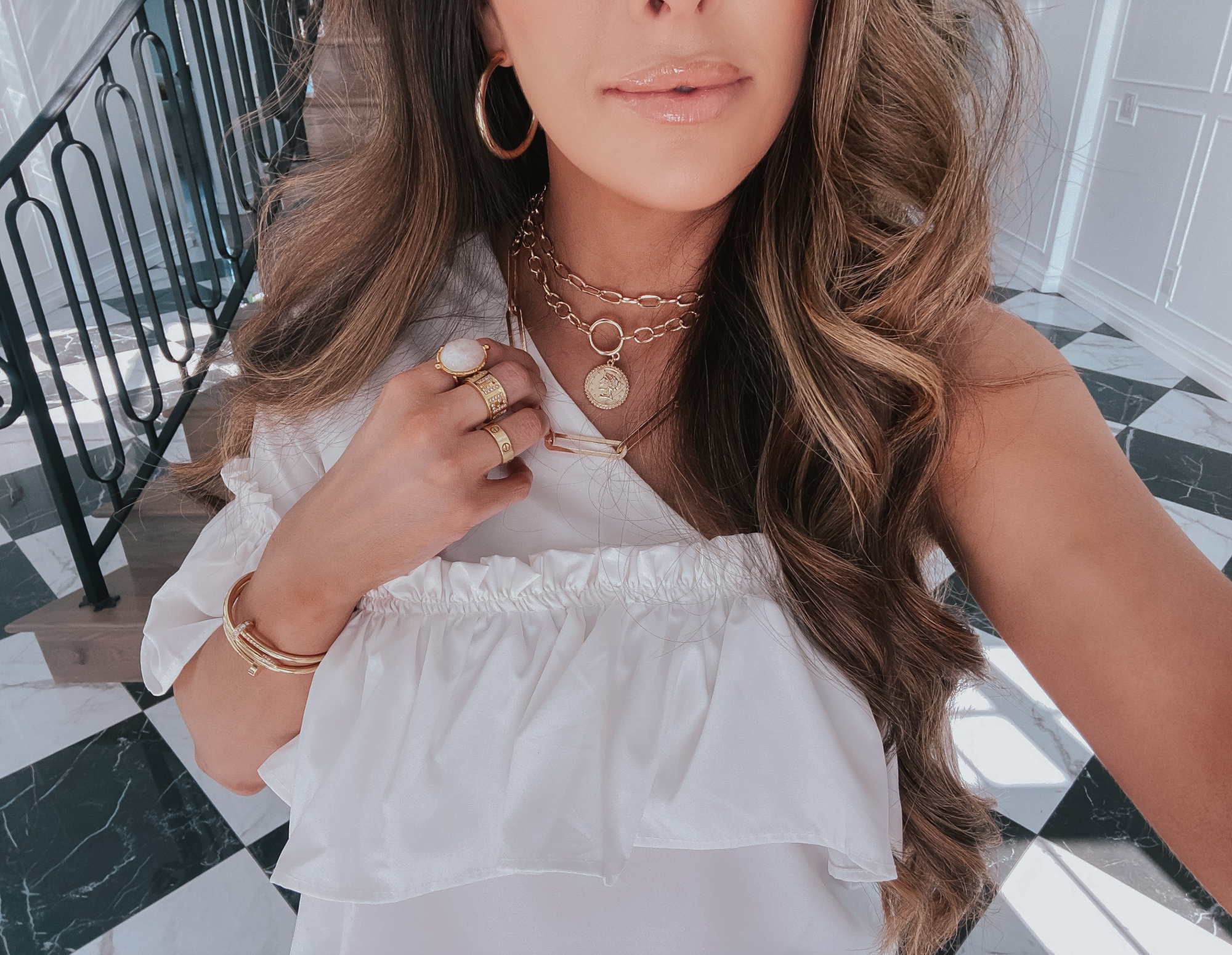 Favorite Gold Jewelry featured by top US fashion blog, The Sweetest Thing: spring 2020 jewelry trends gold layered chain link necklaces, LTK stay home sale day, emily gemma