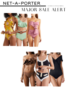 sale, summer trends, cute bathing suits | Net A Porter Sale by popular US fashion blog, The Sweetest Thing: collage image of cute and trendy swim suits. 