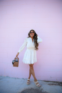 Zimmerman dress dupe, cute summer dresses 2020, endless rose dress, Nordstrom dresses 2020, the sweetest thing blog | Instagram Recap by popular US life and style blog, The Sweetest Thing: image of Emily Gemma wearing a Nordstrom Lace Trim Dress ENDLESS ROSE, Nordstrom Jolted Platform Wedge Sandal STEVE MADDEN, Nordstrom Crystal Embellished Headband LELE SADOUGHI, Rolex Watch, and Cartier bracelets.