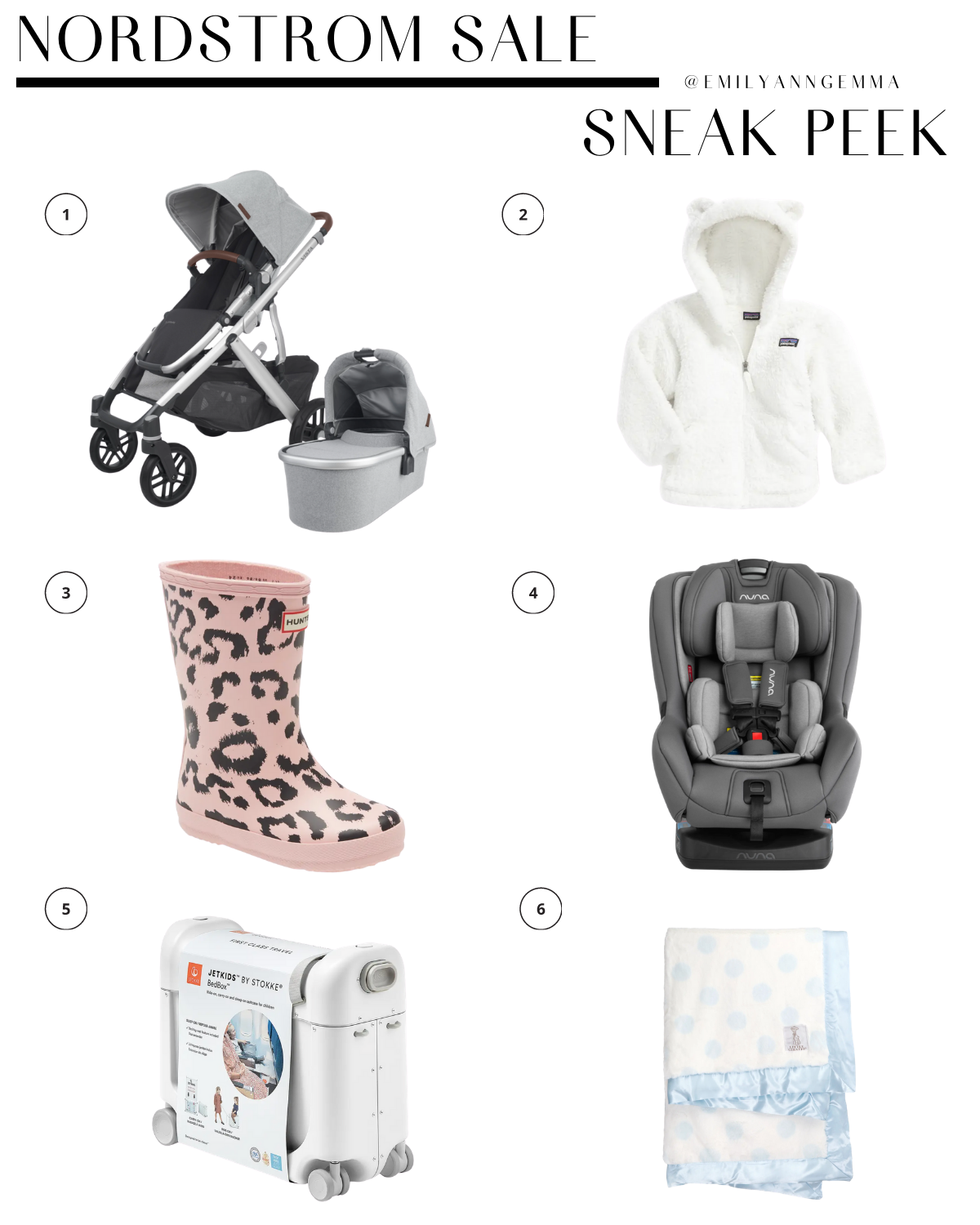nsale 2020, nordstrom anniversary sale 2020, uppababy stroller Nordstorm sale, NUNA carseat Nordstrom sale, must have blog posts nordstrom sale 2020, Emily Ann Gemma, the sweetest thing blog | Nordstrom Anniversary Sale by popular US fashion blog, The Sweetest Thing: image of a Nordstrom UPPA BABY Vista V2 Stella Stroller with Bassinet, PATAGONIA Furry Friends Fleece Hoodie, HUNTER BOOTS, NUNA RAVA™ Flame Retardant Free Convertible Car Seat, STOKKE Jetkids Suitcase, LITTLE GIRAFFE Luxe™ Dream Dot Faux Fur Baby Blanket.