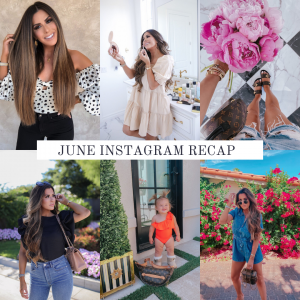 instagram outfit details, Instagram outfit inspiration | Instagram Recap by popular US life and style blog, The Sweetest Thing: collage image of Emily Gemma wearing various outfits. 