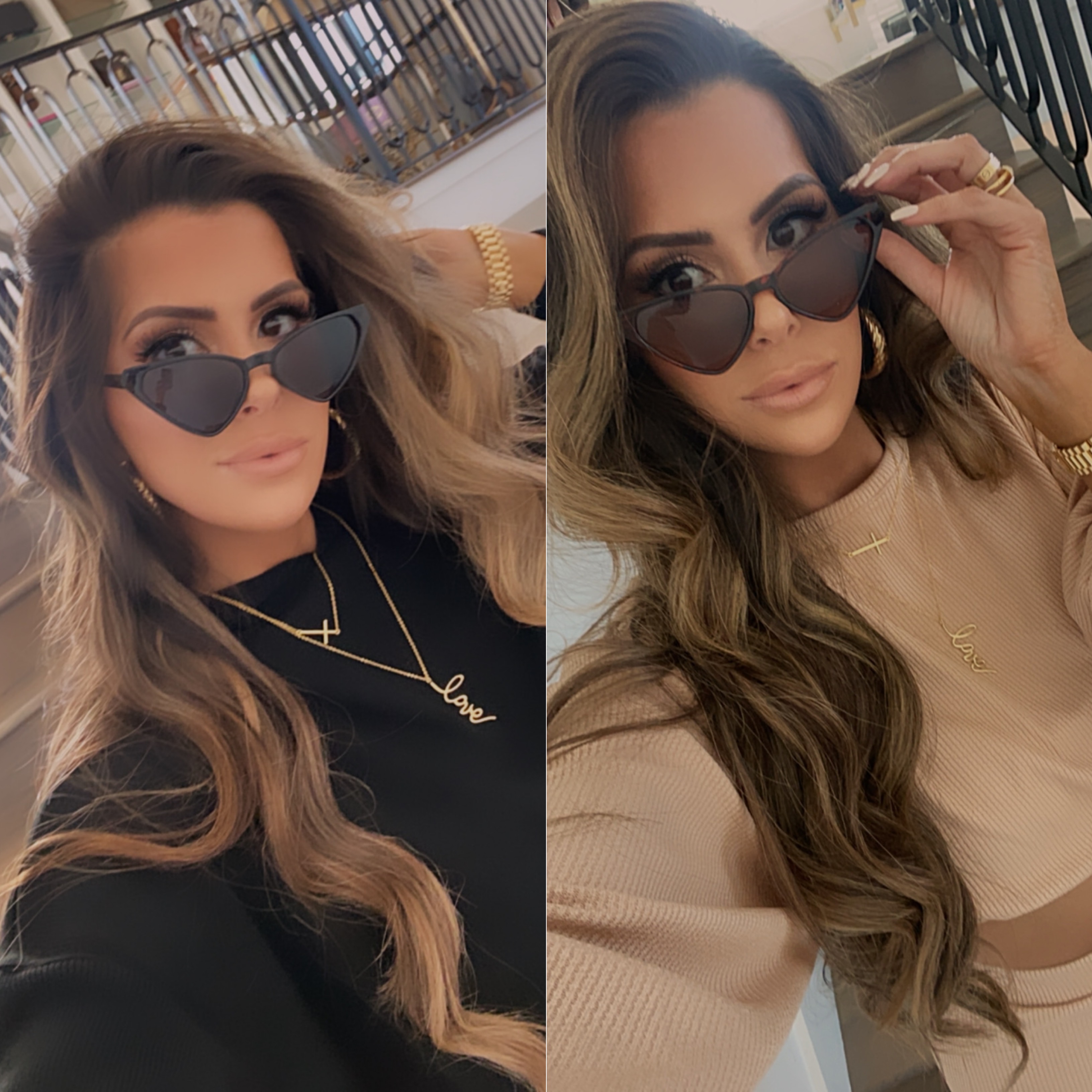 Like To Know It by popular US fashion blog, The Sweetest Thing: image of Emily Gemma wearing a Styled Collection FAITH PENDANT, Styled Collection LOVE SCRIPT PENDANT, Styled Collection MALIBU CRYSTAL BAND, and Nasty Gal Play All the Angles Tortoiseshell Sunglasses. 