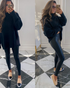 NSALE 2020, Nordstrom Sale 2020, Fall Fashion, Leather leggings, Emily Ann Gemma |Instagram Recap by popular US life and style blog, The Sweetest Thing: image of Emily Gemma wearing Commando leggings, Karl Lagerfeld Paris shoes, and a black Free People top. 