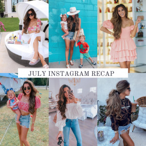 JULY Instagram recap | Instagram Recap by popular US life an style blog, The Sweetest Thing: collage image of Emily Gemma wearing various outfits. 