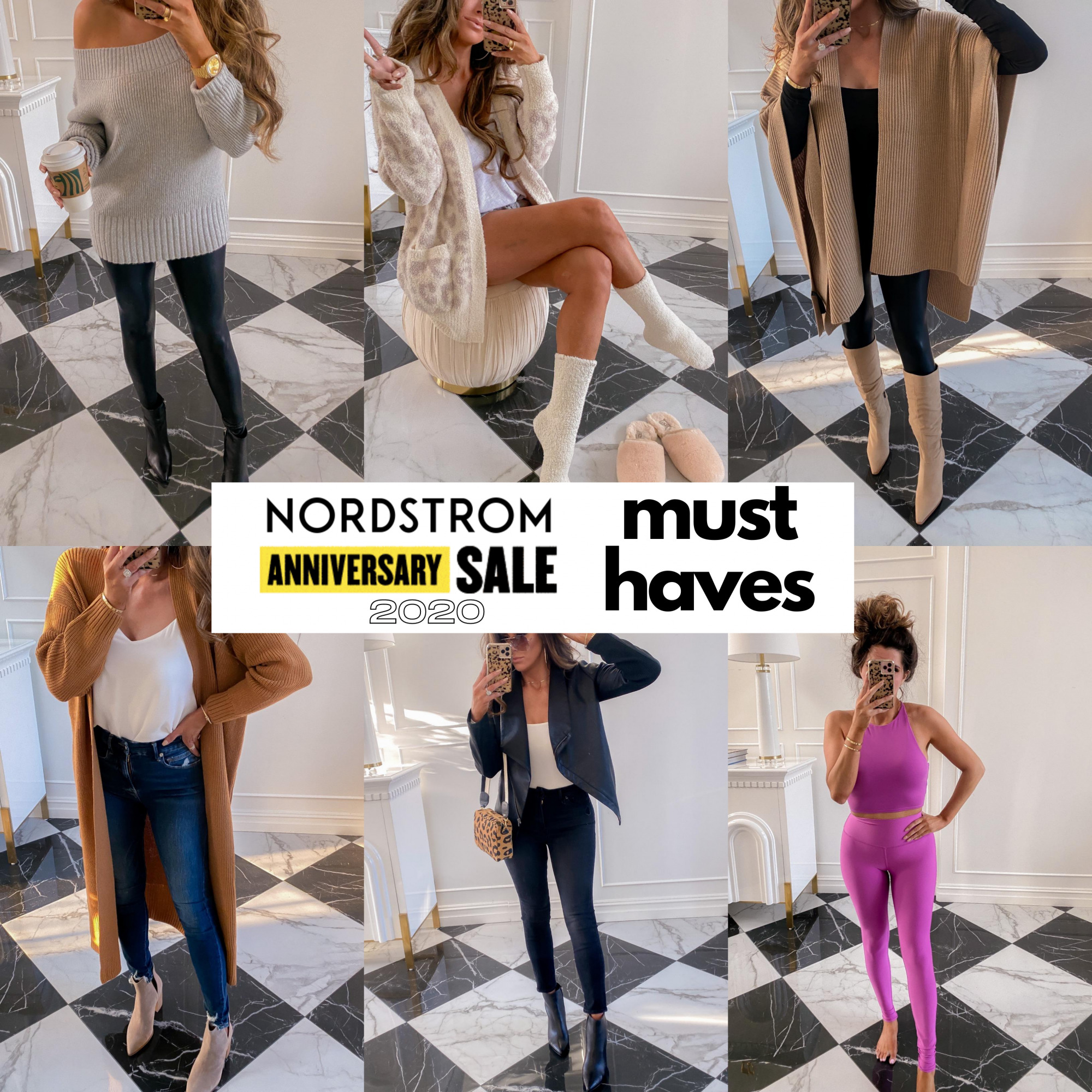 Nordstrom Anniversary Sale 2020 Try On, NSALE 2020 blogger picks, Nordstrom anniversary sale top picks must haves | Nordstrom Anniversary Sale by popular US fashion blog, The Sweetest Thing: collage image of Emily Gemma wearing Nordstrom cardigans, sweaters, jeans, leggings and boots. 