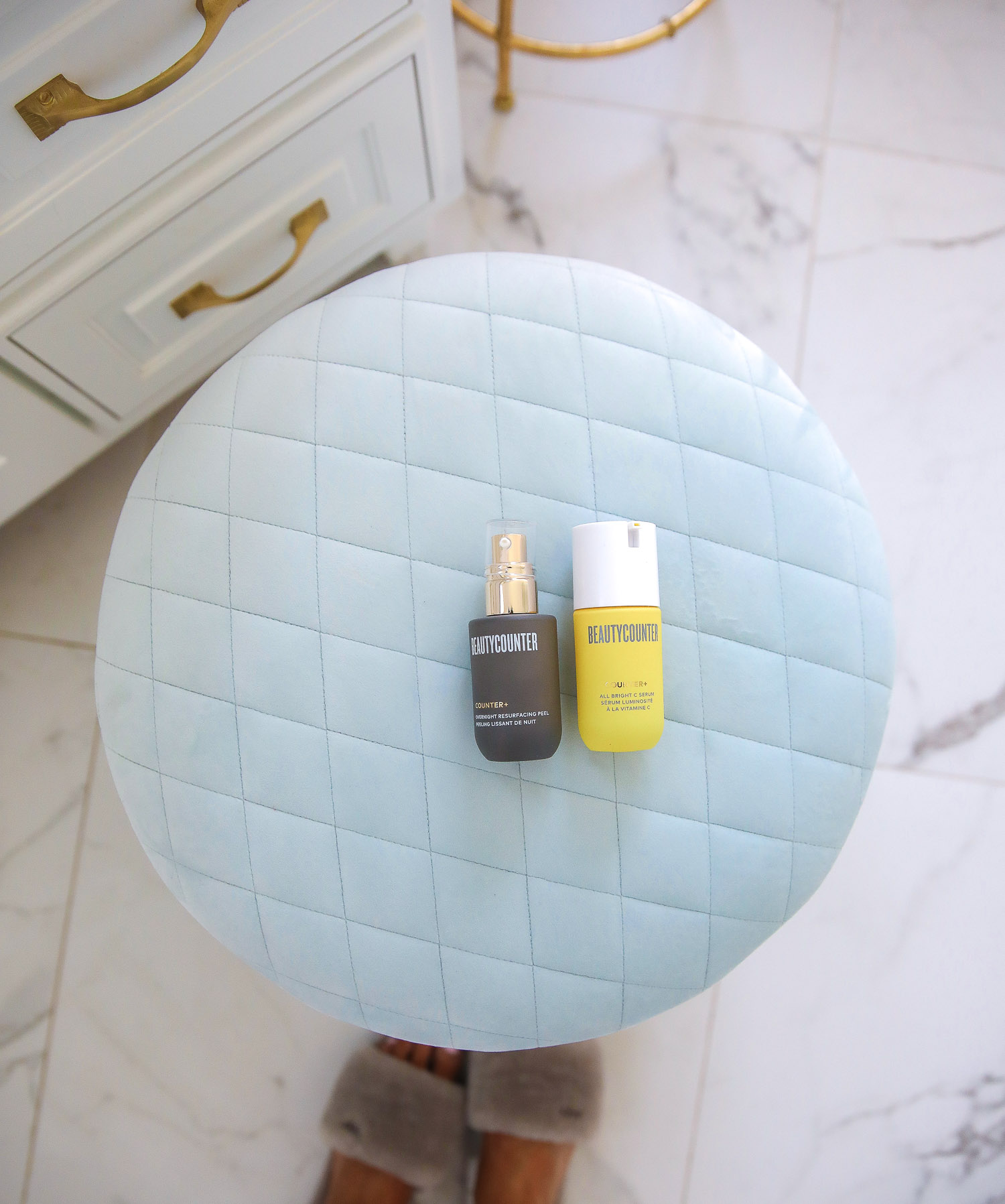 beauty counter review vitamin C, Beauty Counter Sephora overnight resurfacing gel, emily ann gemma | Beautycounter Products by popular US beauty blog, The Sweetest Thing: image of Beautycounter Counter+ Overnight Resurfacing Peel and Beautycounter Counter+ All Bright C Serum.