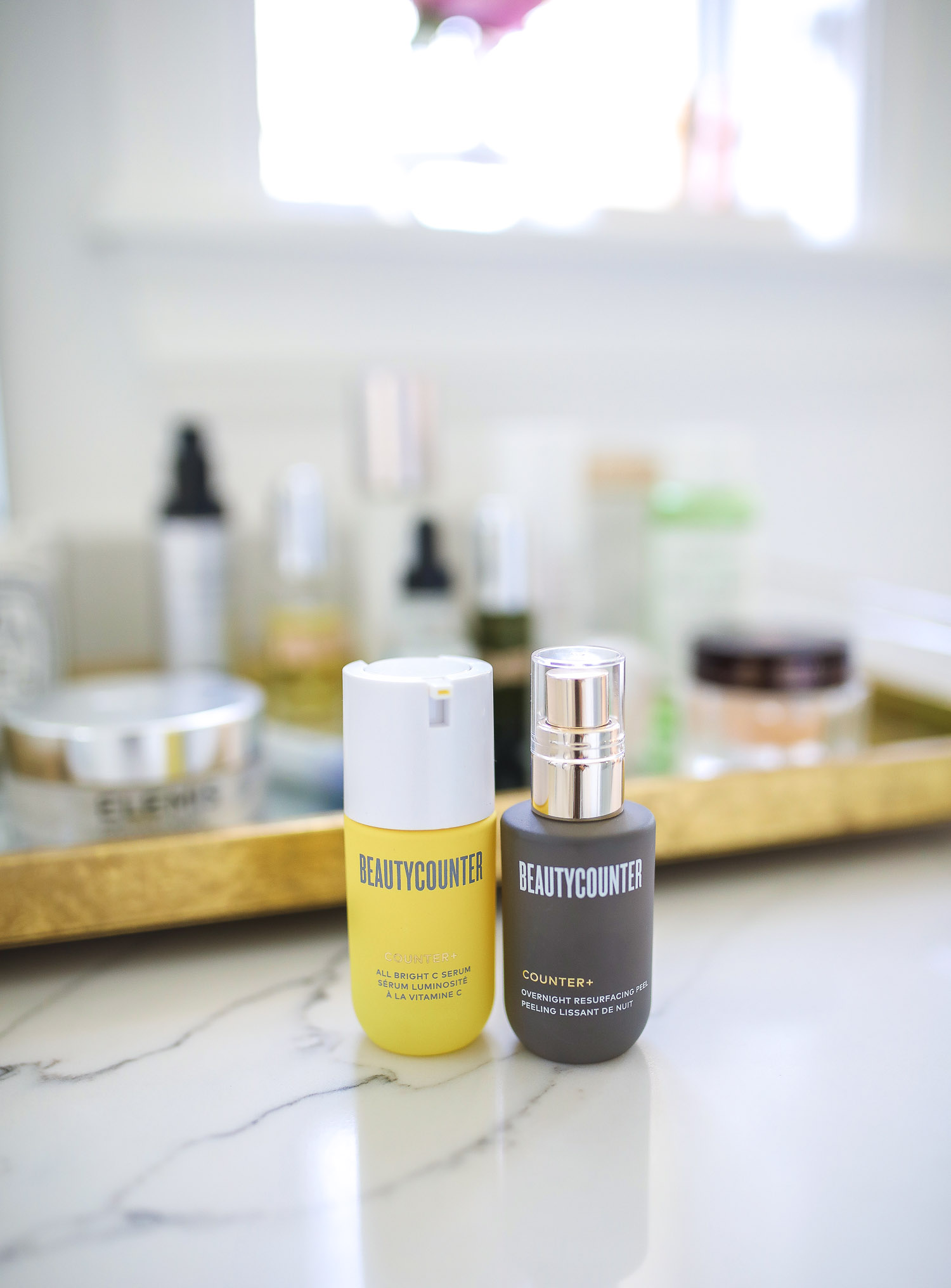 beauty counter review vitamin C, Beauty Counter Sephora overnight resurfacing gel, emily ann gemma |  Beautycounter Products by popular US beauty blog, The Sweetest Thing: image of Beautycounter Counter+ Overnight Resurfacing Peel and Beautycounter Beautycounter Counter+ All Bright C Serum.