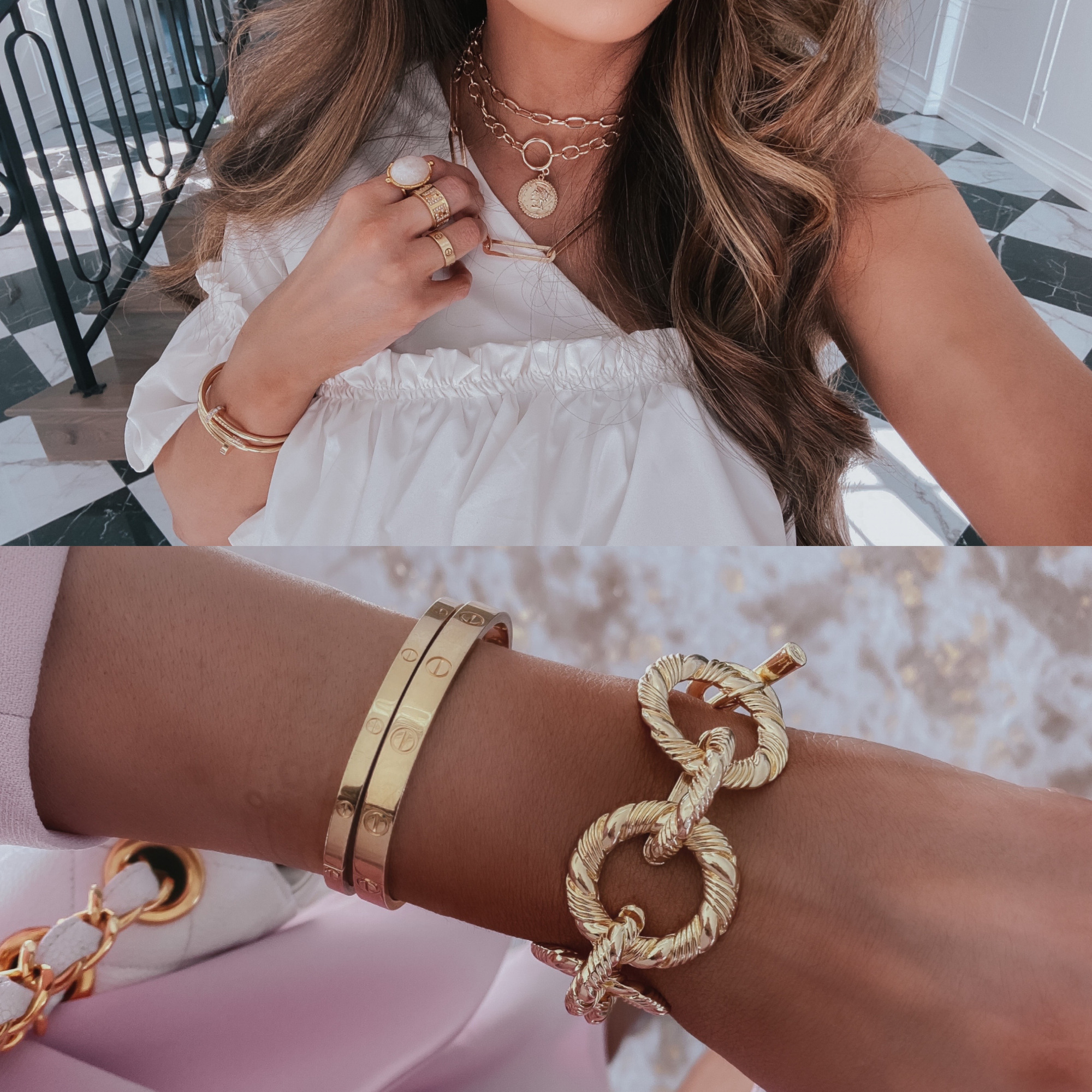 LTK day fall 2020, the styled collection jewelry, emily ann gemma |  Sale Alert by popular US fashion blog, The Sweetest Thing: collage image of Emily Gemma wearing The Styled Collection jewelry. 