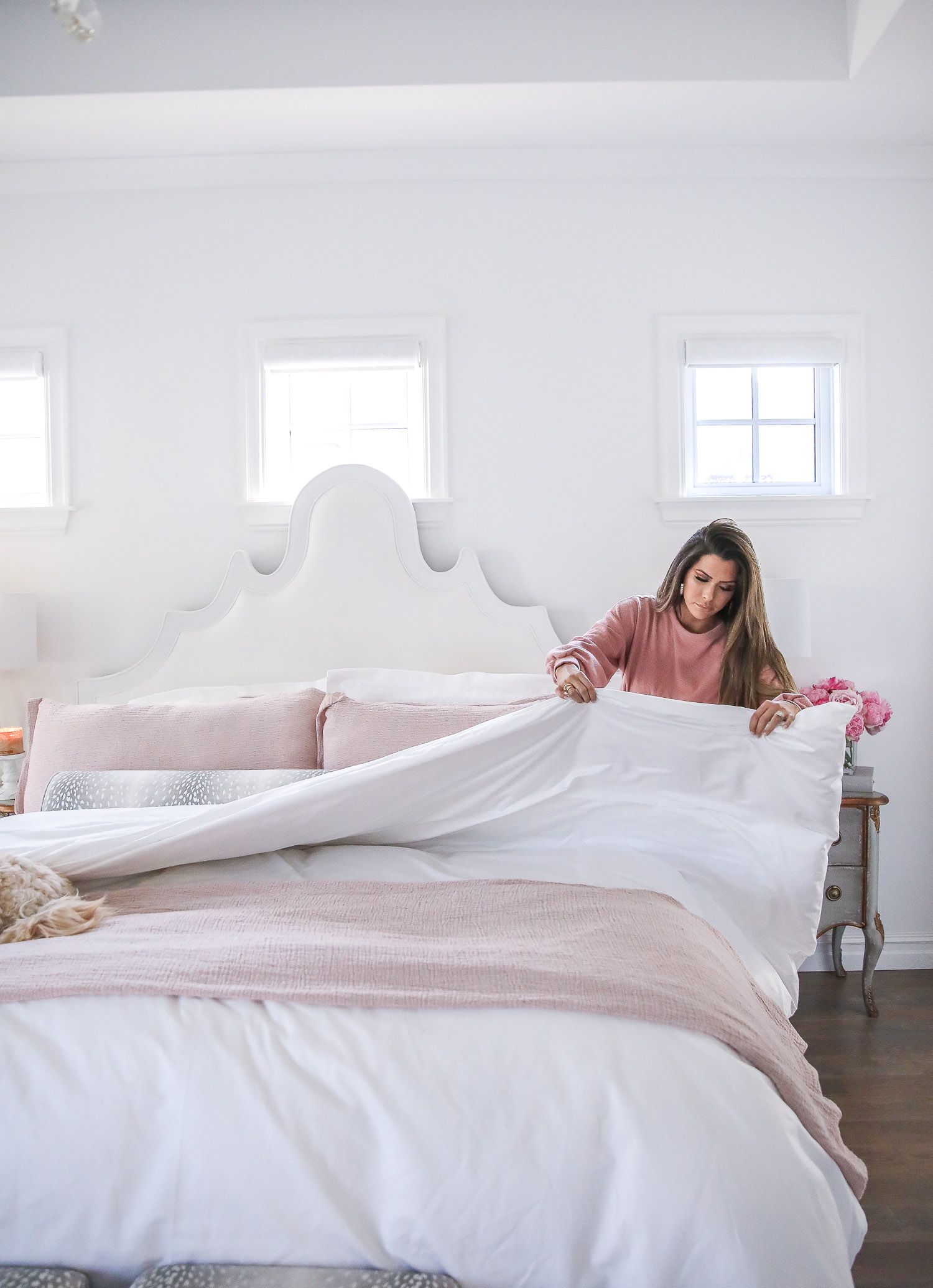 the company store bedding review, emily gemma, the sweetest thing blog bedding review, luxury bedding duvet inserts |Master Bedroom by popular US life and style blog, The Sweetest Thing: image of a bed made up with The Company Store Legends® Luxury Supima® Organic Cotton Sateen Fitted Sheet,  Legends® Luxury Supima® Organic Cotton Sateen Flat Sheet,  Legends® Luxury Supima® Organic Cotton Sateen Pillowcases, Putnam Cotton Matelassé Coverlet,Weaver Yarn-Dyed Organic Cotton Sham,Ledge Plaid Merino Wool Throw, and Westminster Cotton Matelassé Shams.