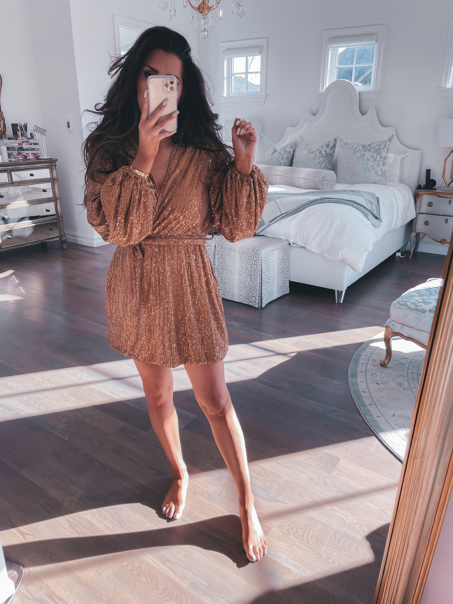best black friday cyber monday sales 2020, top black friday sales 2020, emily gemma112 |2020 Black Friday Deals by popular US life and style blog, The Sweetest Thing: image of Emily Gemma wearing a copper color sequin dress. 