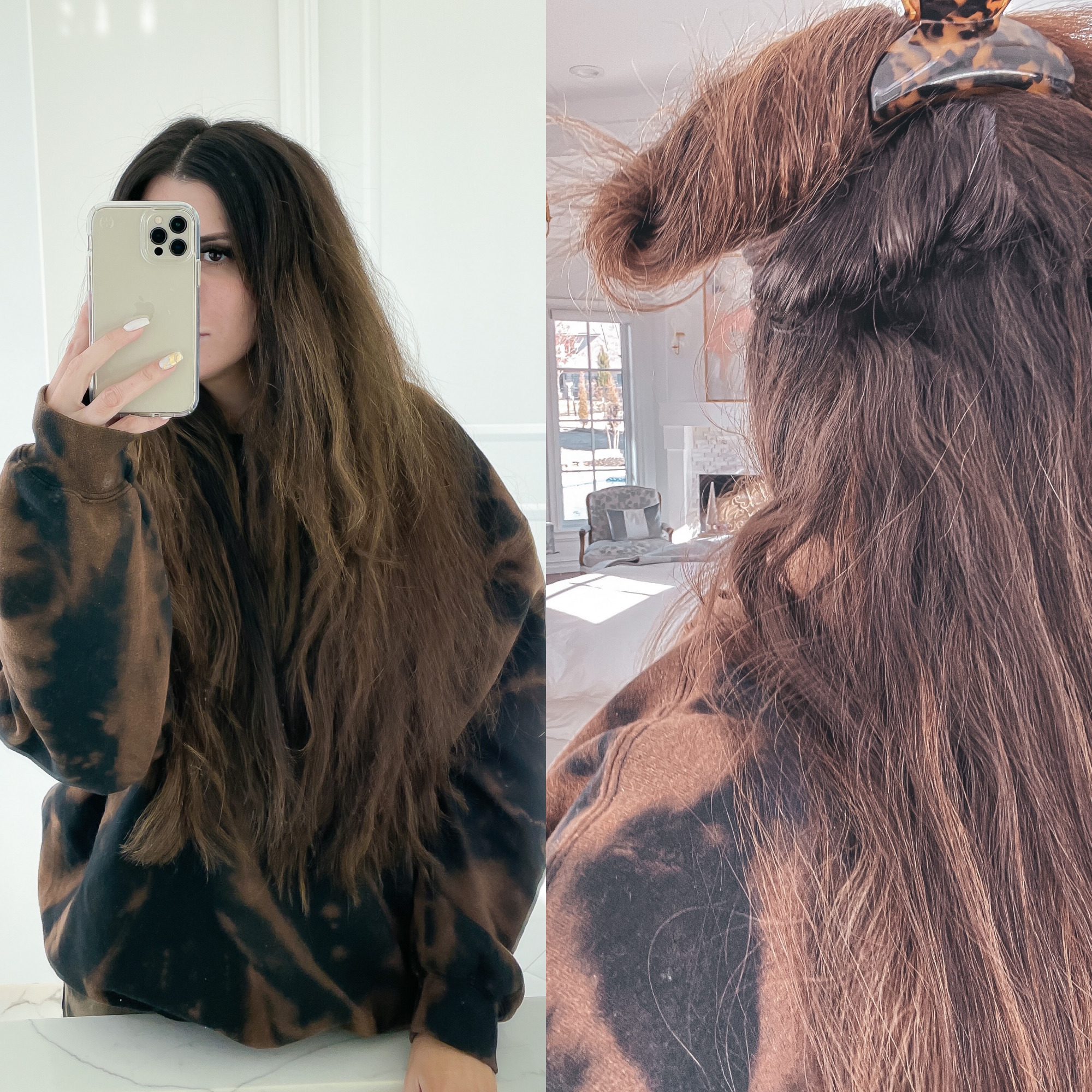 Dyson Air Wrap by popular US beauty blog, The Sweetest Thing: image of Emily Gemma and her natural hair before it's styled. 