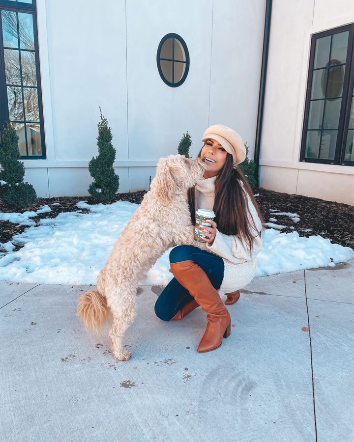 free people boots, free people tunic, baker boy cap, winter outfit ideas, best boots winter 2021, Emily Gemma