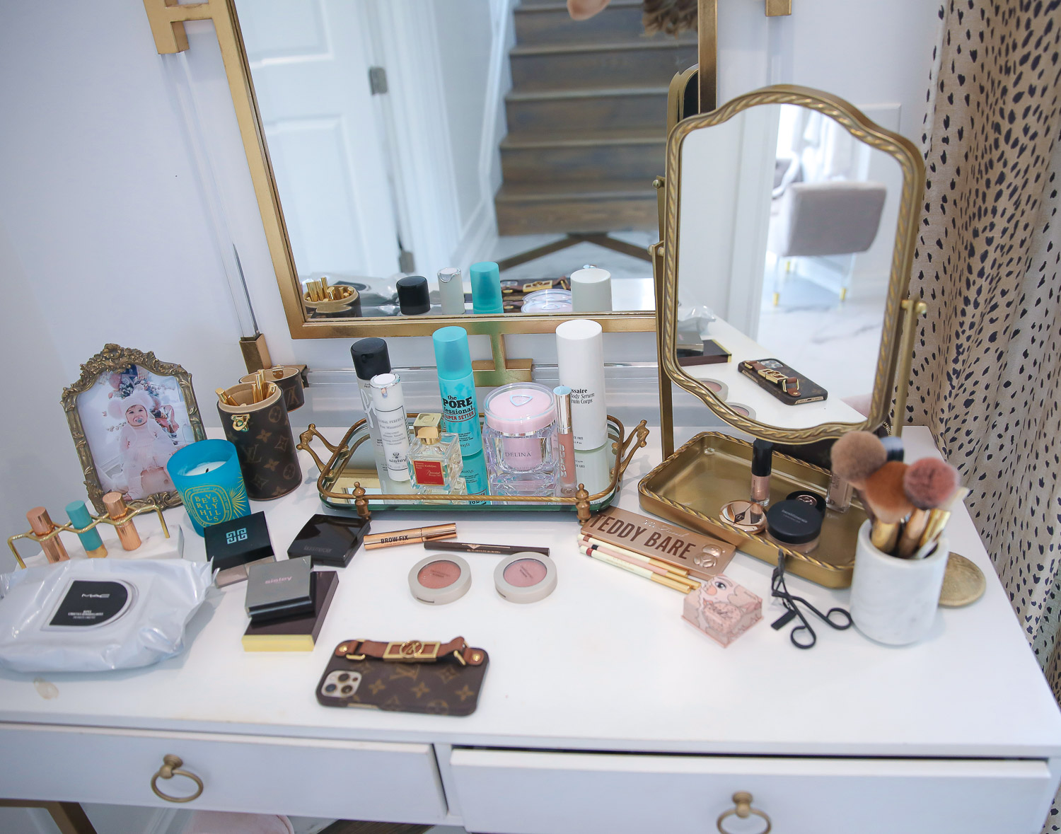 Nordstrom Must Haves by popular US fashion blog, The Sweetest Thing: image of makeup on a white vanity. 