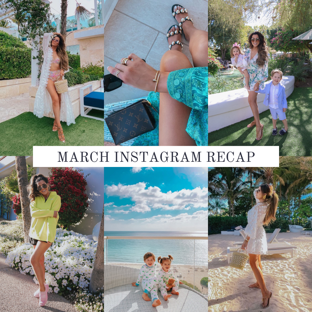 Instagram Fashion by popular US fashion blog, The Sweetest Thing: collage image of a woman wearing various outfits. | March Instagram Recap by popular US lifestyle blog, The Sweetest Thing: collage image of some of Emily Gemma's February Instagram pictures.