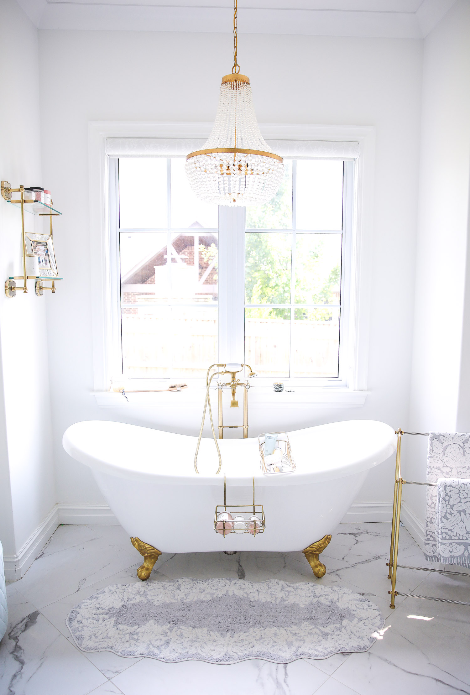 Pinterest master bathroom white marble gold hardware, Emily gemma master bathroom, Nordstrom anniversary sale 2021 beauty must haves, anthropologie bathrom decor 2021, pinterest bathroom all white gold