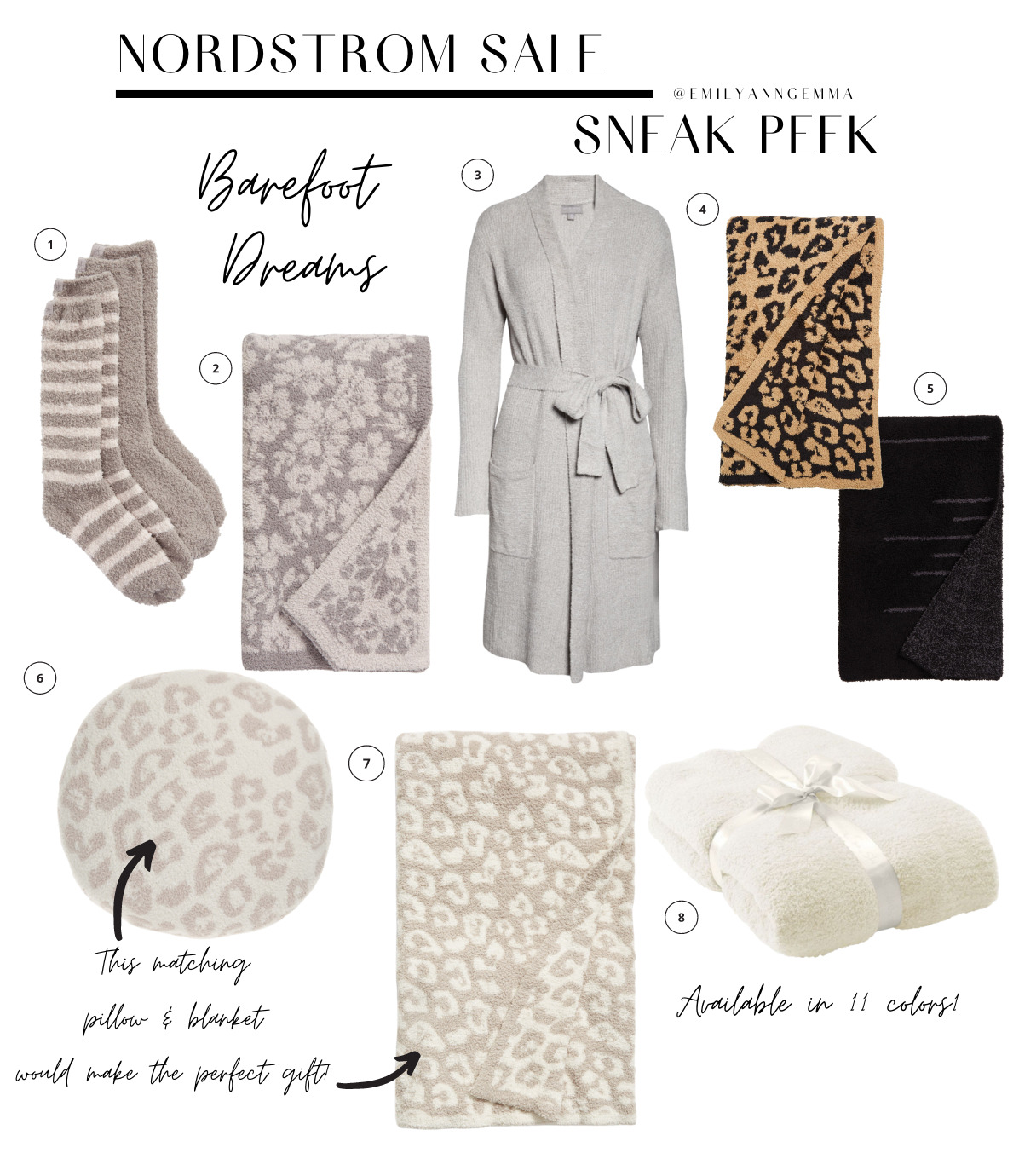 nsale 2021 barefoot dreams, nordstrom anniversary sale 2021 blog posts, nsale preview 2021, emily ann gemma, the sweetest thing blog | Nordstrom Anniversary Sale by popular US fashion blog, The Sweetest Thing: image of various Nordstrom barefoot dreams blanket, Nordstrom Barefoot Dreams Socks, and Nordstrom Barefoot dreams items. 