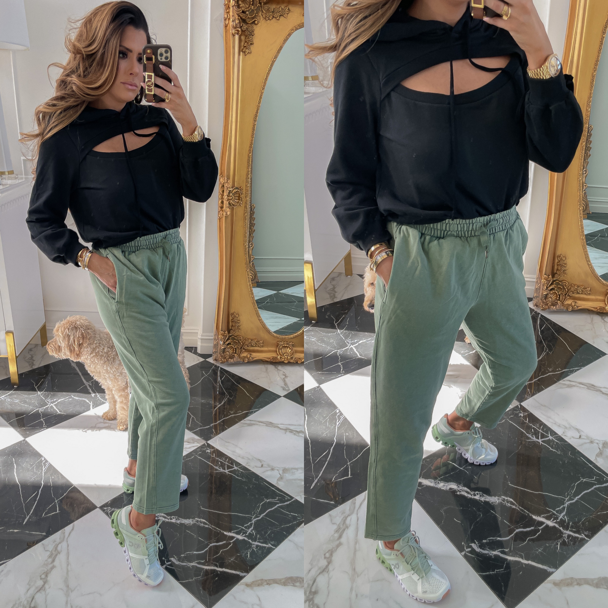 dstrom Anniversary Sale 2021 Picks, best of NSALE 2021, Nordstrom sale must haves blog post, Emily gemma | Nordstrom Anniversary Sale US fashion blog, The Sweetest Thing: image of Emily Gemma wearing a Nordstrom peekaboo hoodie, drawstring pants, and athletic sneakers. 