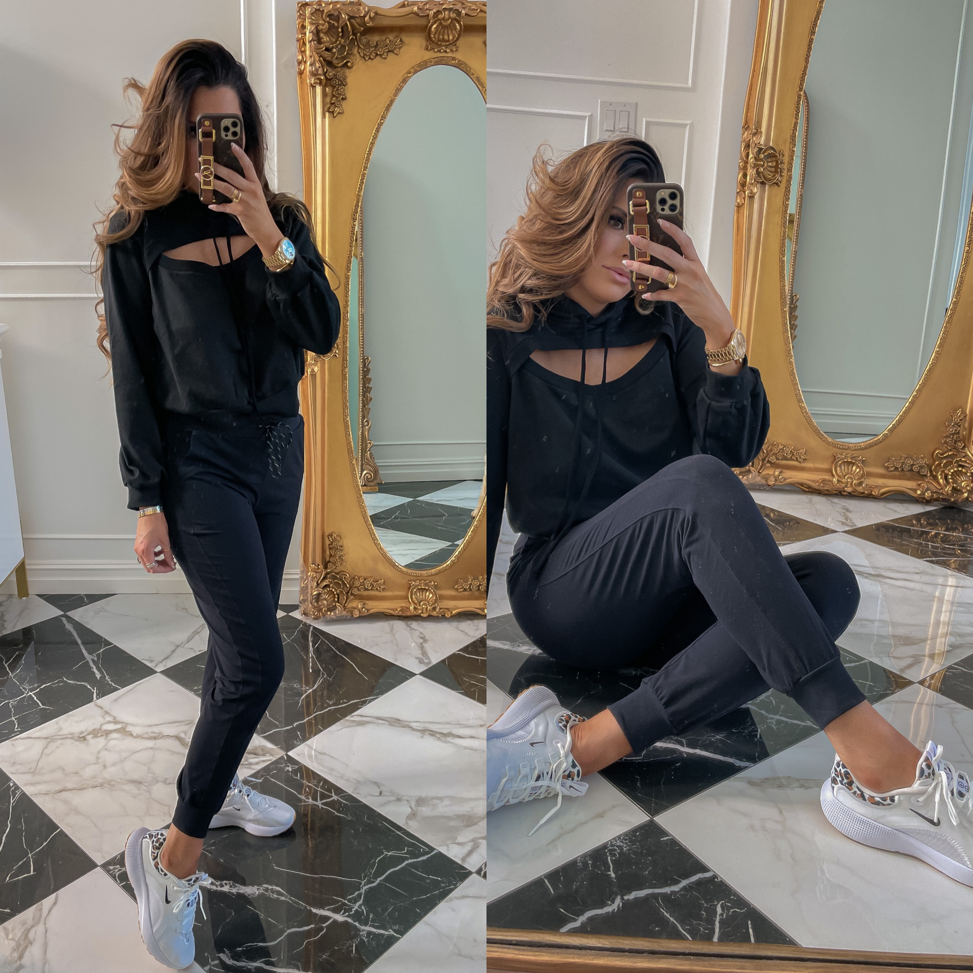 dstrom Anniversary Sale 2021 Picks, best of NSALE 2021, Nordstrom sale must haves blog post, Emily gemma3 | Nordstrom Anniversary Sale US fashion blog, The Sweetest Thing: image of Emily Gemma wearing a Nordstrom peekaboo hoodie, black drawstring joggers and nike sneakers. 