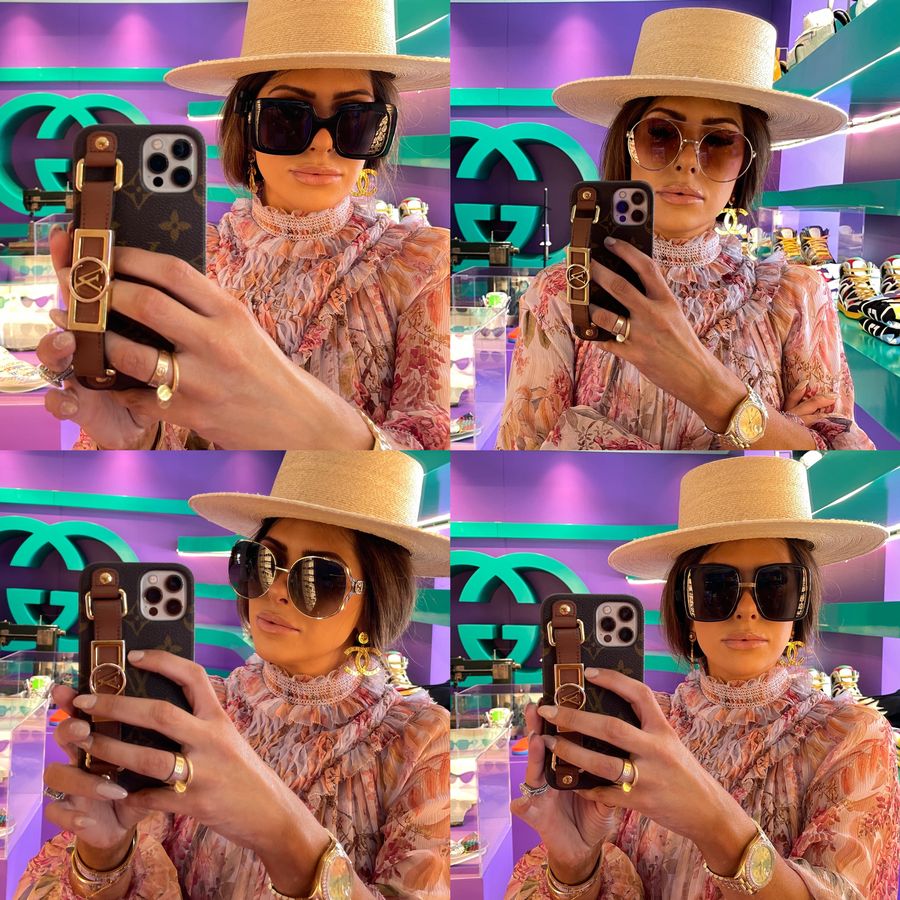 Gucci Sunglasses, Designer Sunglasses, Gucci Sunglass Try ON, Emily Ann Gemma, Best Sunglasses Summer 2021, Emily Ann Gemma | Instagram Recap by popular US life and style blog, The Sweetest Thing: image of Emily Gemma wearing a Lack of Color straw boater hat and floral print Zimmerman dress. 