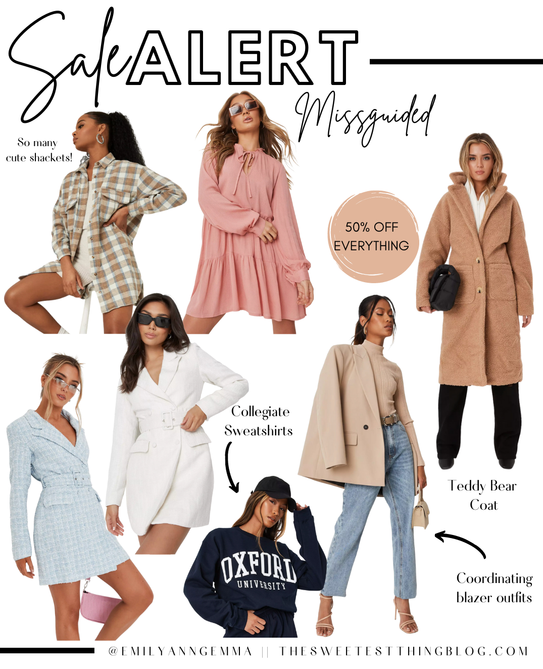 Emily Gemma Labor Day sales, misguided Labor Day sales, Labor Day 2021 | Top Labor Day Sales by popular US life and style blog, The Sweetest Thing: collage image of Missguided clothing. 