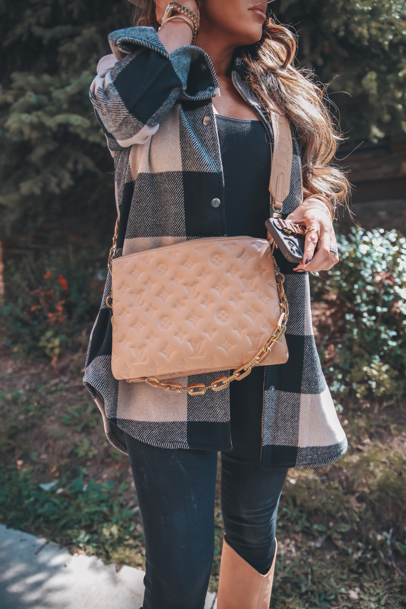 BB Dakota Buffalo Plaid Jacket styled for fall by top US fashion blogger, The Sweetest Thing.