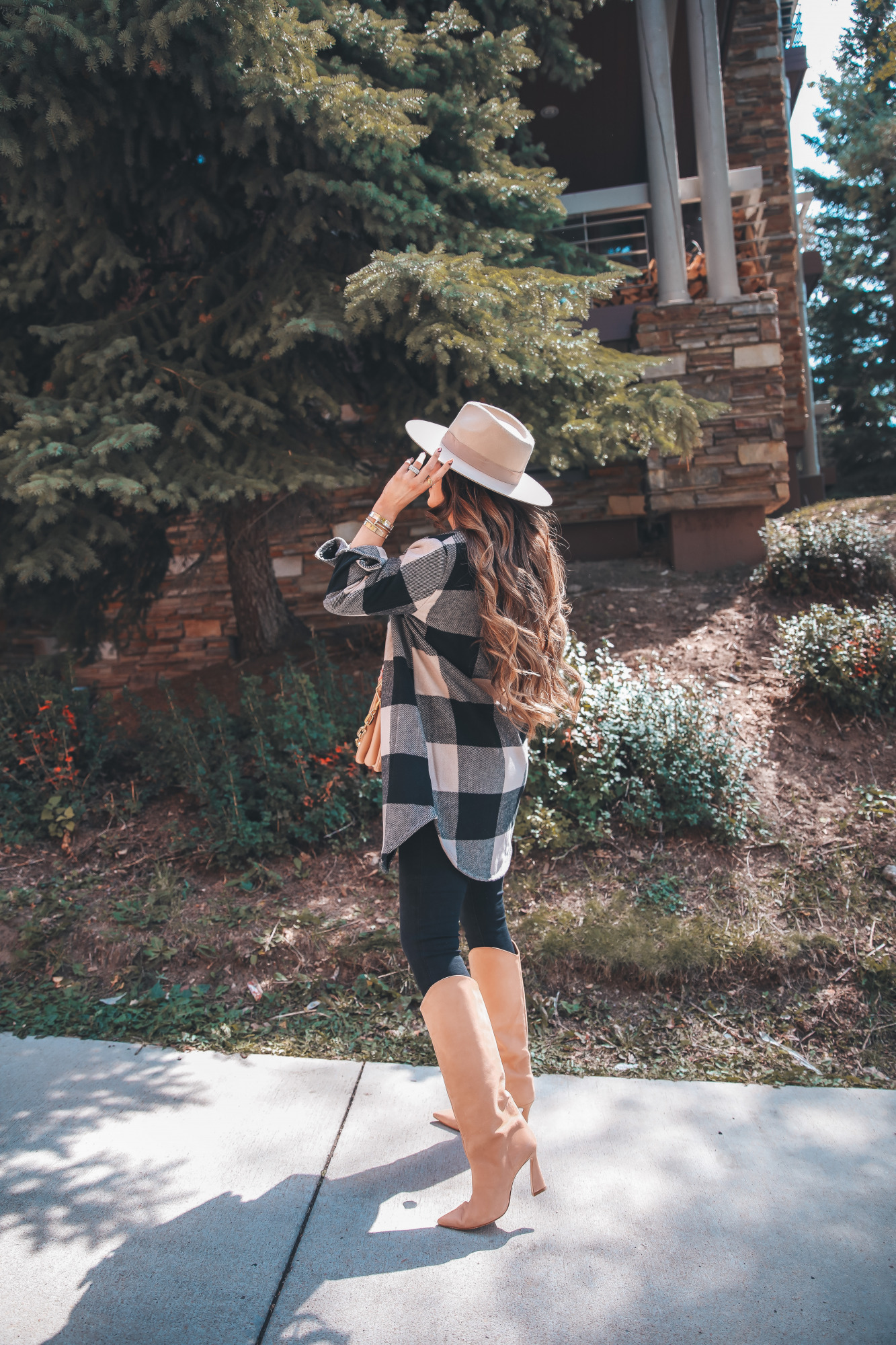 BB Dakota Buffalo Plaid Jacket styled for fall by top US fashion blogger, The Sweetest Thing.