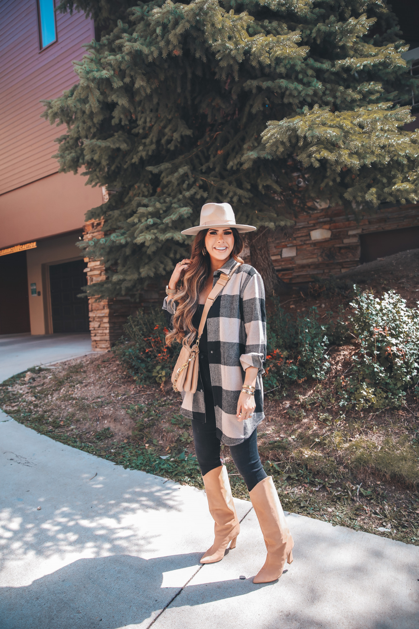 BB Dakota Buffalo Plaid Jacket styled for fall by top US fashion blogger, The Sweetest Thing.