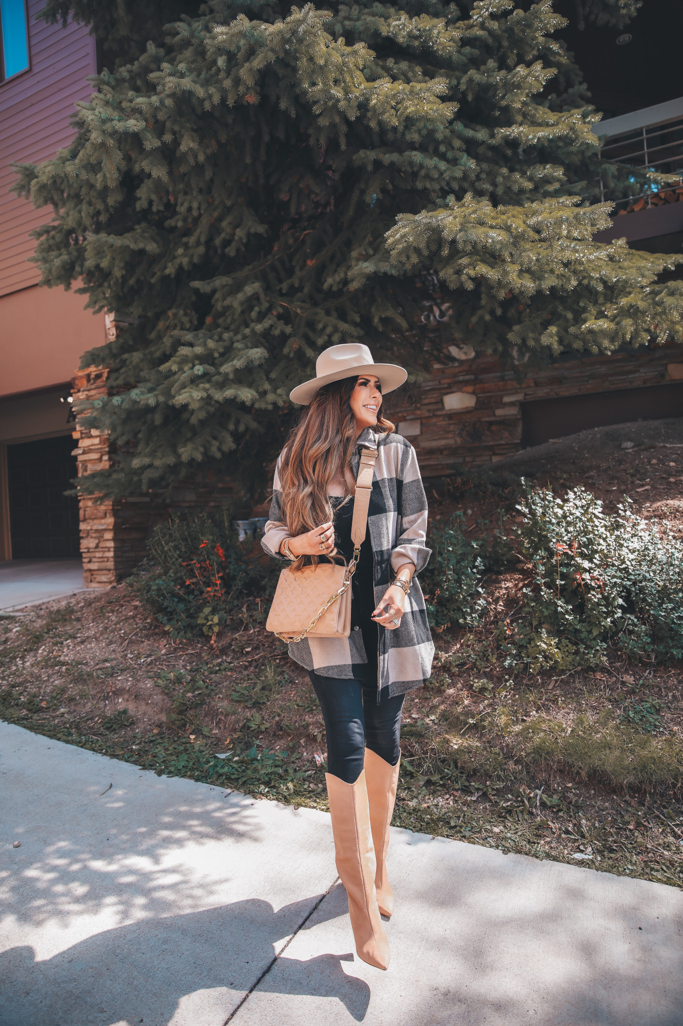 BB Dakota Buffalo Plaid Jacket styled for fall by top US fashion blogger, The Sweetest Thing.