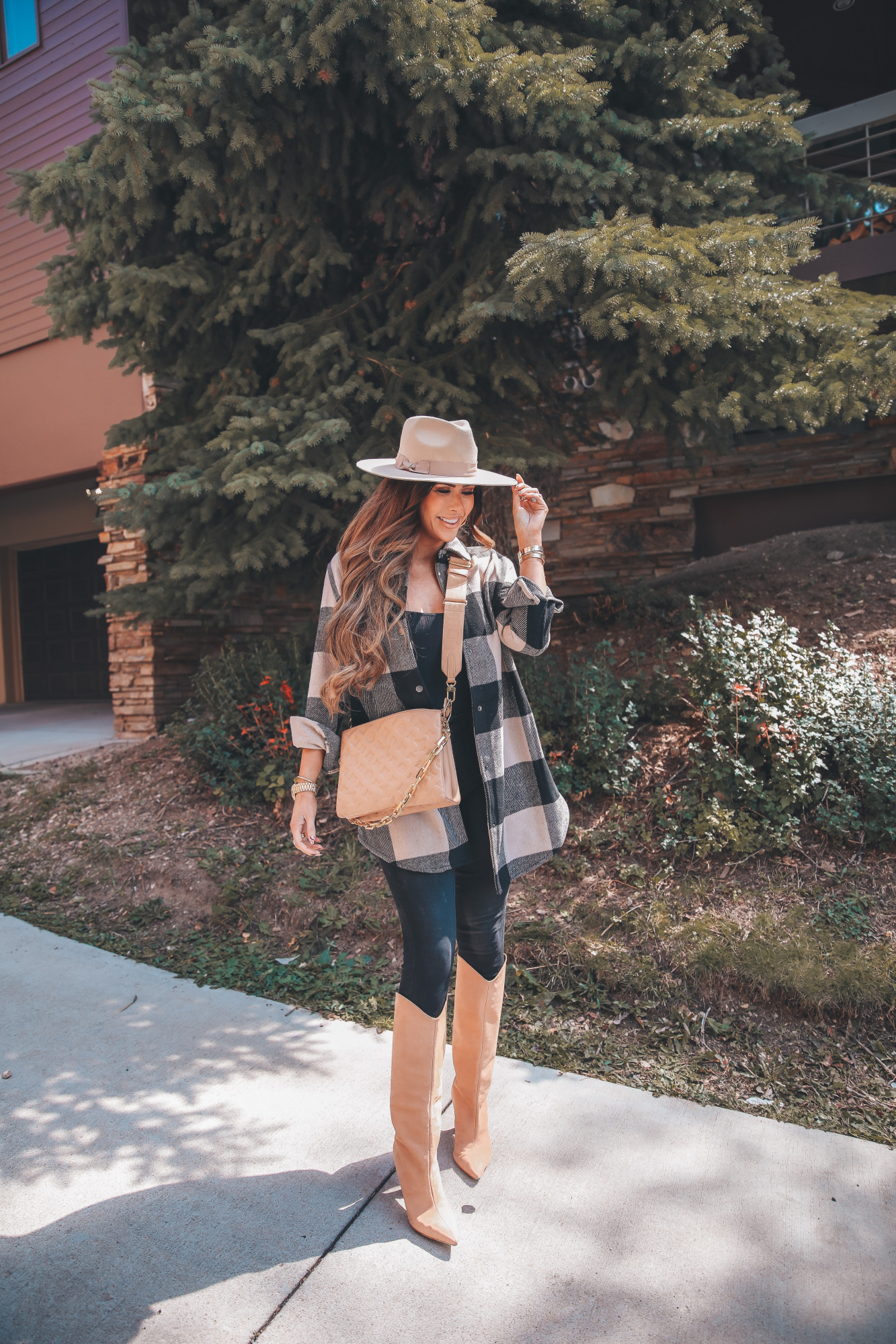 BB Dakota Buffalo Plaid Jacket styled for fall by top US fashion blogger, The Sweetest Thing.