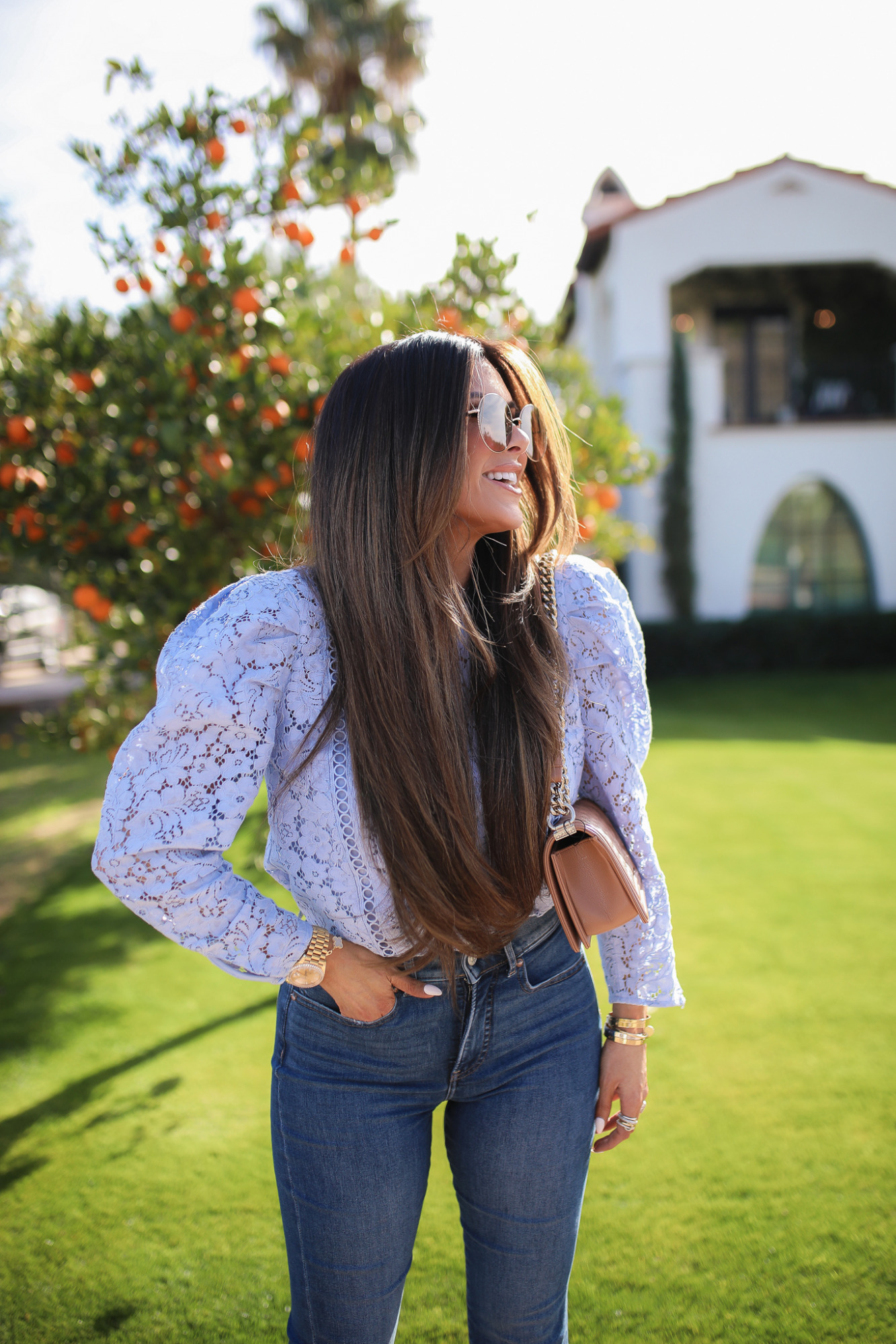 Express Flared Jeans styled for Spring by top US fashion blogger, Emily Gemma of The Sweetest Thing.
