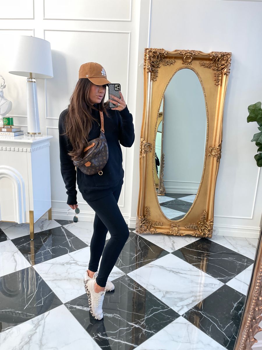 Louis Vuitton Bum Bag, APL Sneakers, Leopard APL Sneakers, Nordstrom Zella Live In High Waist Leggings, Nordstrom Zella Cara Hoodie, 47 Los Angeles Dodgers Baseball Hat, Emily Ann Gemma