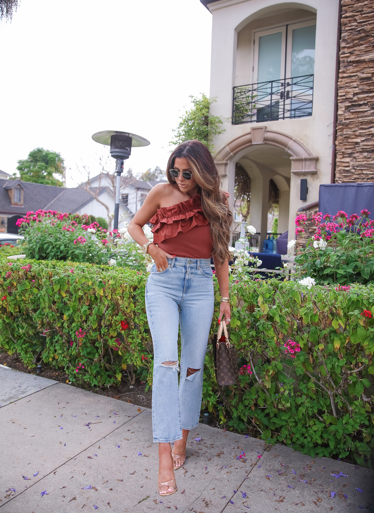 The Cutest One Shouldered, Ruffled Top On Sale For $38 + These Amazing  AGOLDE Jean Dupes