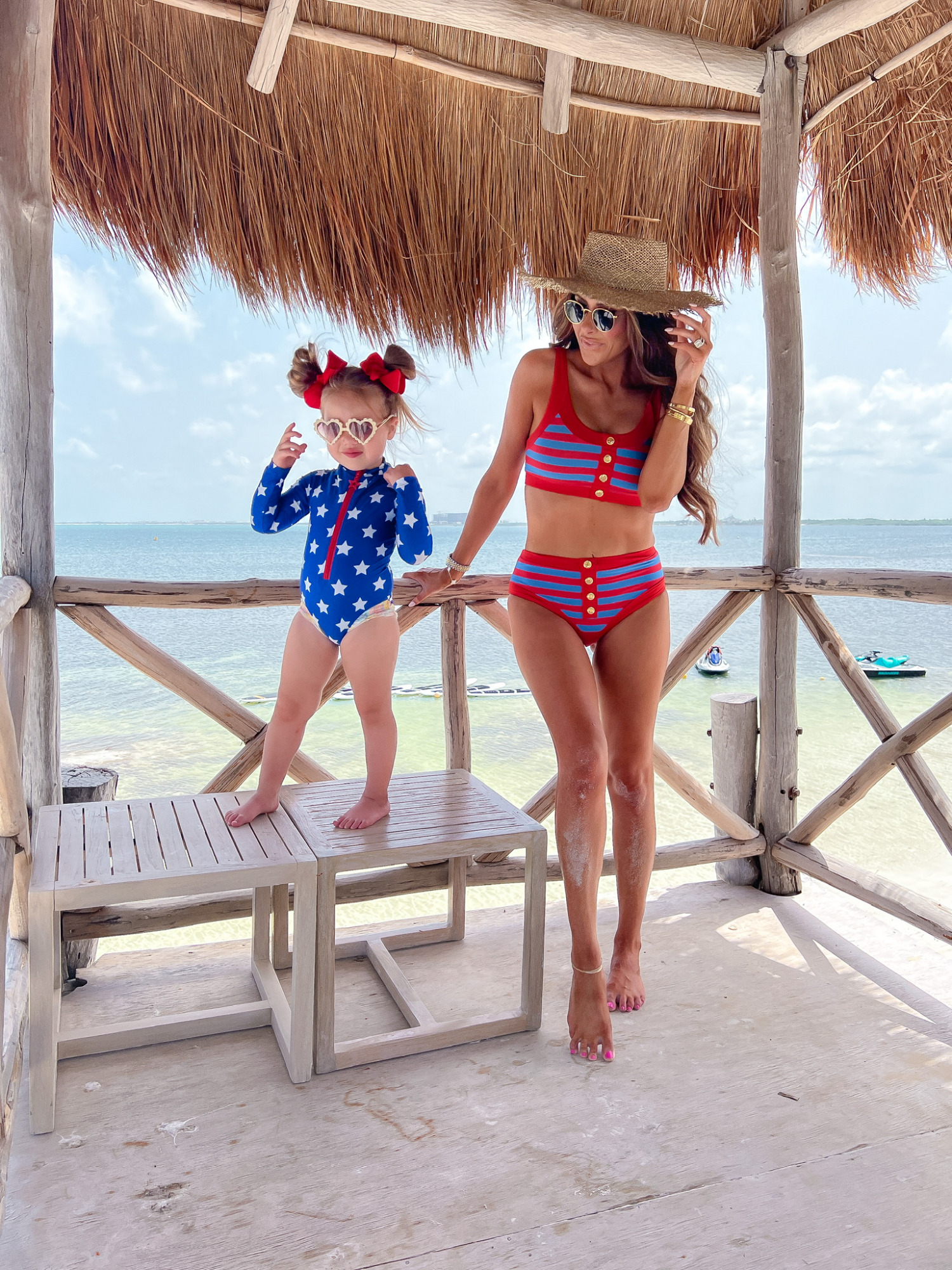 4th of july outfit ideas 2022, beach riot swimsuit, fourth of july, nizuc resort and spa, mother daughter matching swimsuit emily gemma 7