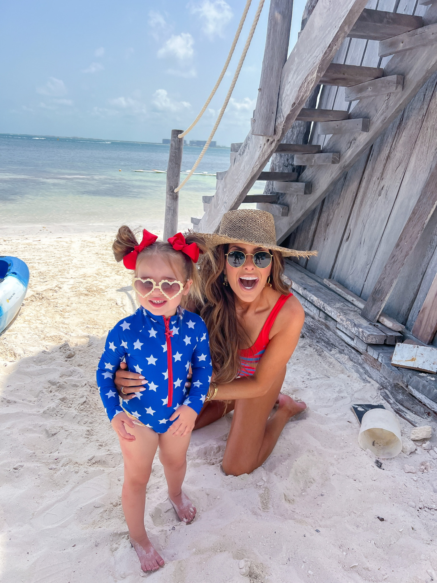 4th of july outfit ideas 2022, beach riot swimsuit, fourth of july, nizuc resort and spa, mother daughter matching swimsuit emily gemma 7