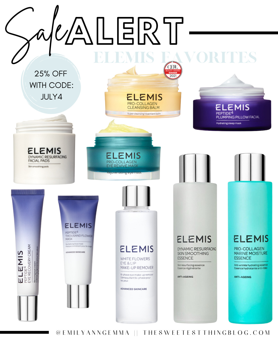 Fourth of July Sales, Best Fourth of July Sales 2022, Elemis Skincare Sale, Emily Ann Gemma