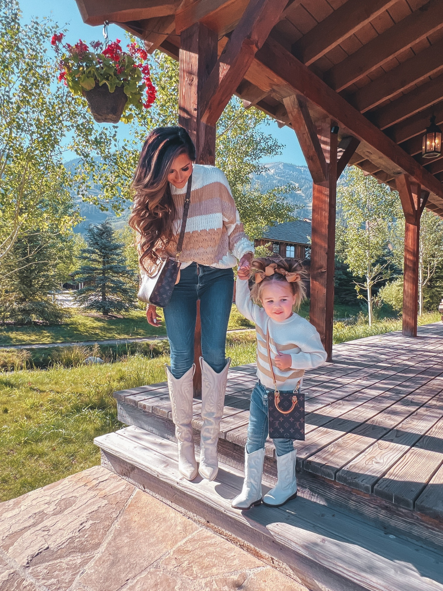 Louis Vuitton Monogram Sac Plat BB, Louis Vuitton Petit Sac Plat, Mother Daughter Fall Outfit Ideas 2022, Emily Ann Gemma, Jackson Hole Fashion BLogger