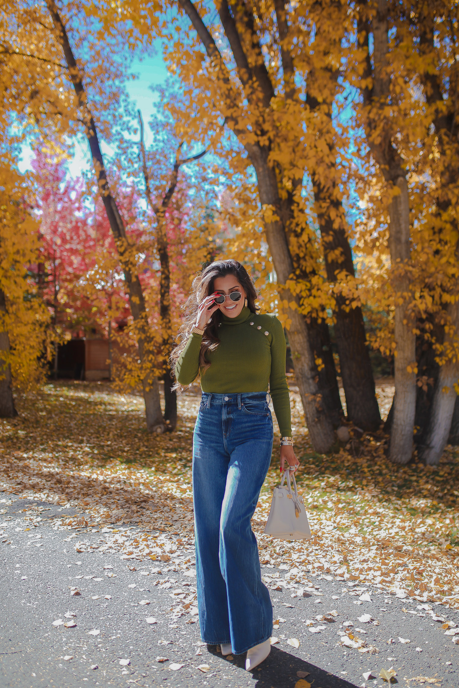 fall fashion trends 2022 pinterest, wide leg jeans outfit trend fall 2022, sweater with gold buttons, what to wear in aspen fall, craie birkin 25, emily gemma