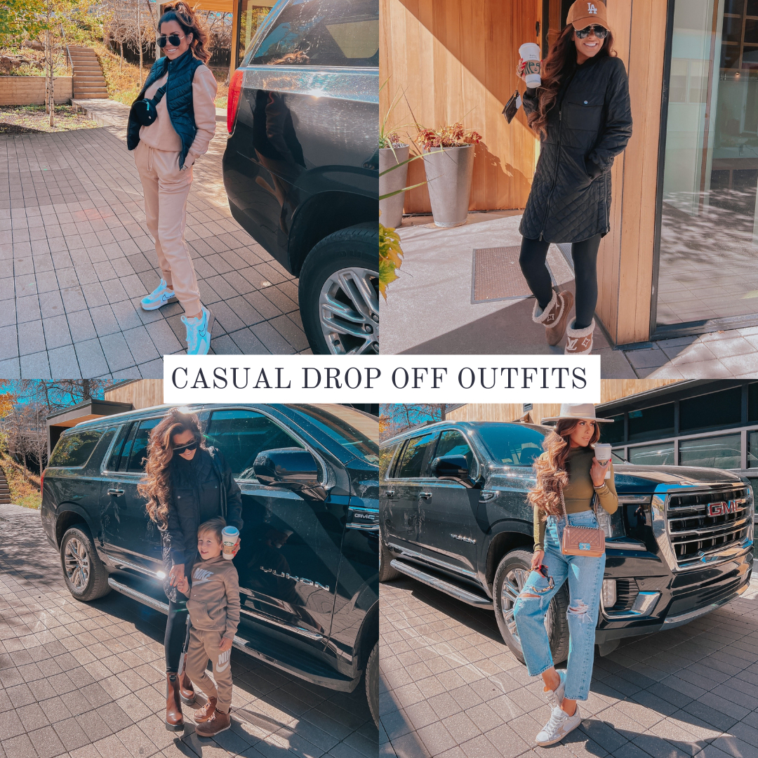 Cute and casual school drop off outfits, emily ann gemma casual fall outfits 2022, emily ann gemma the sweetest thing blog